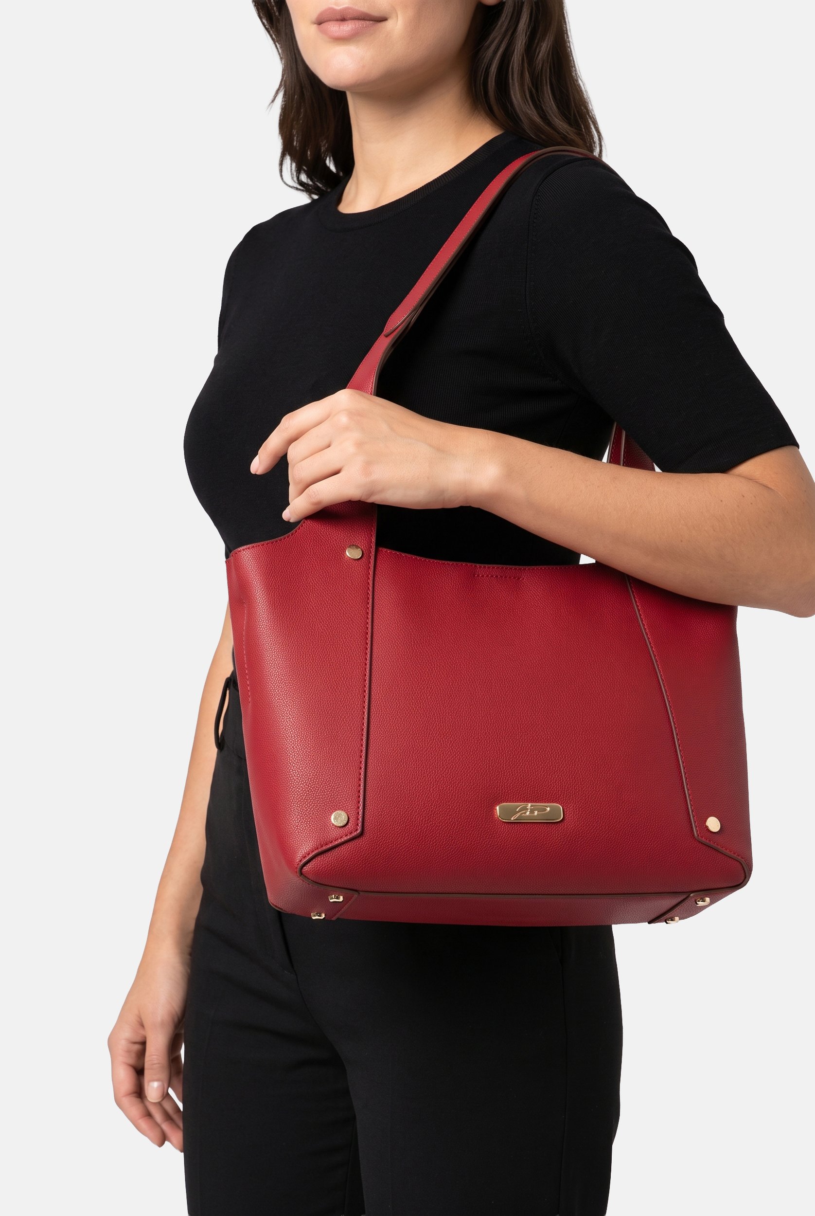 Women Brand Logo Tote Bag, Dark Burgundy