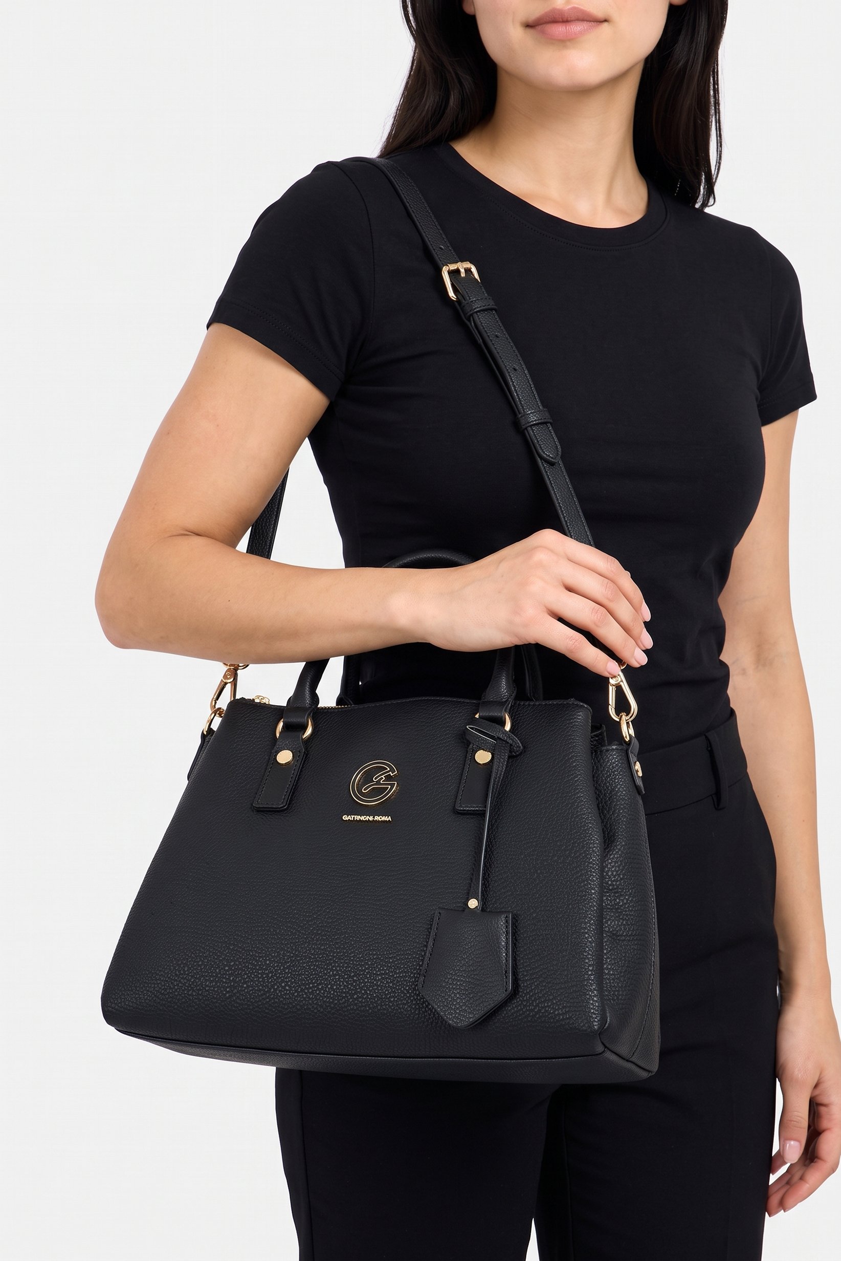 Women Brand Logo Tote Bag, Black