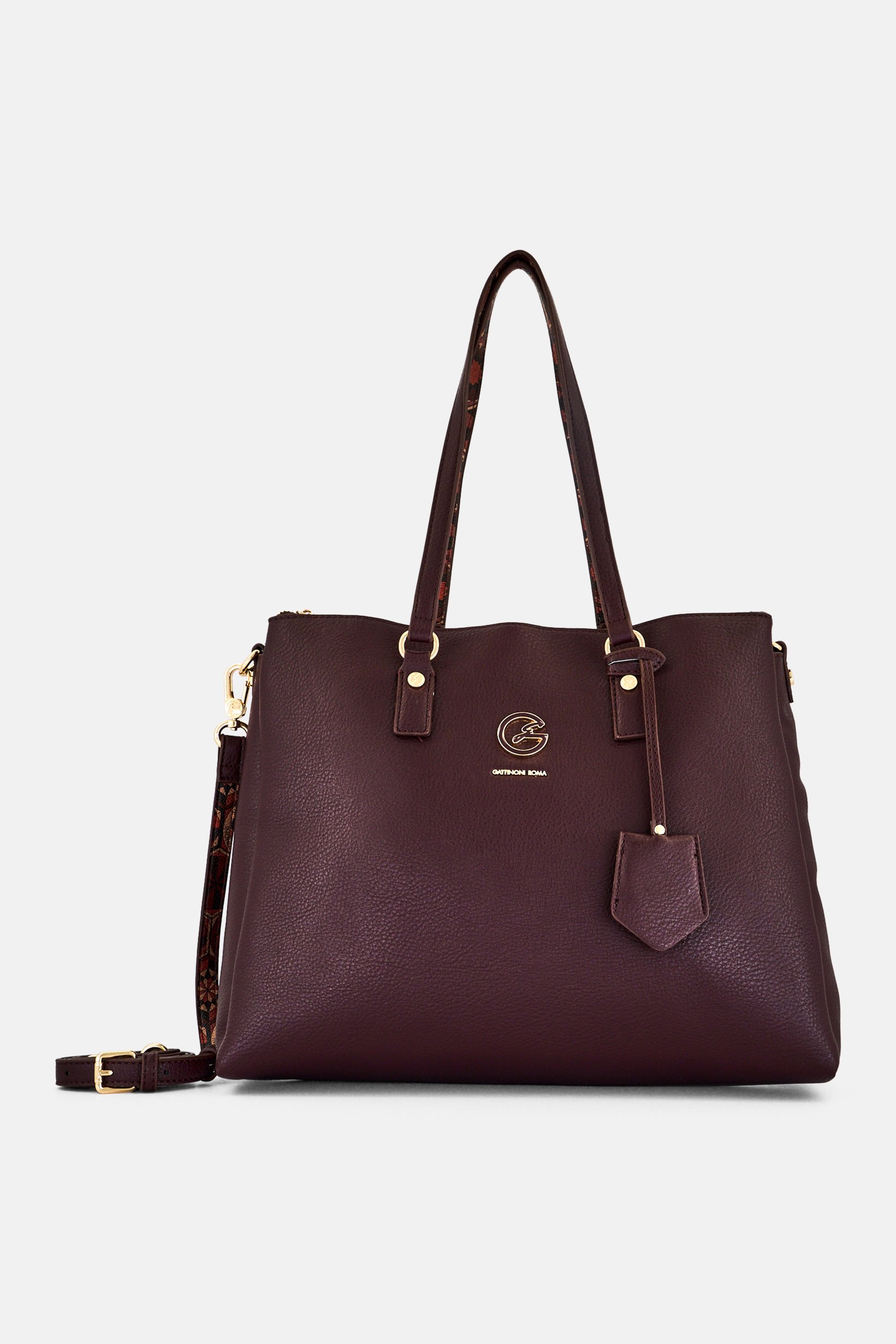 Women Brand Logo Tote Bag, Dark Brown