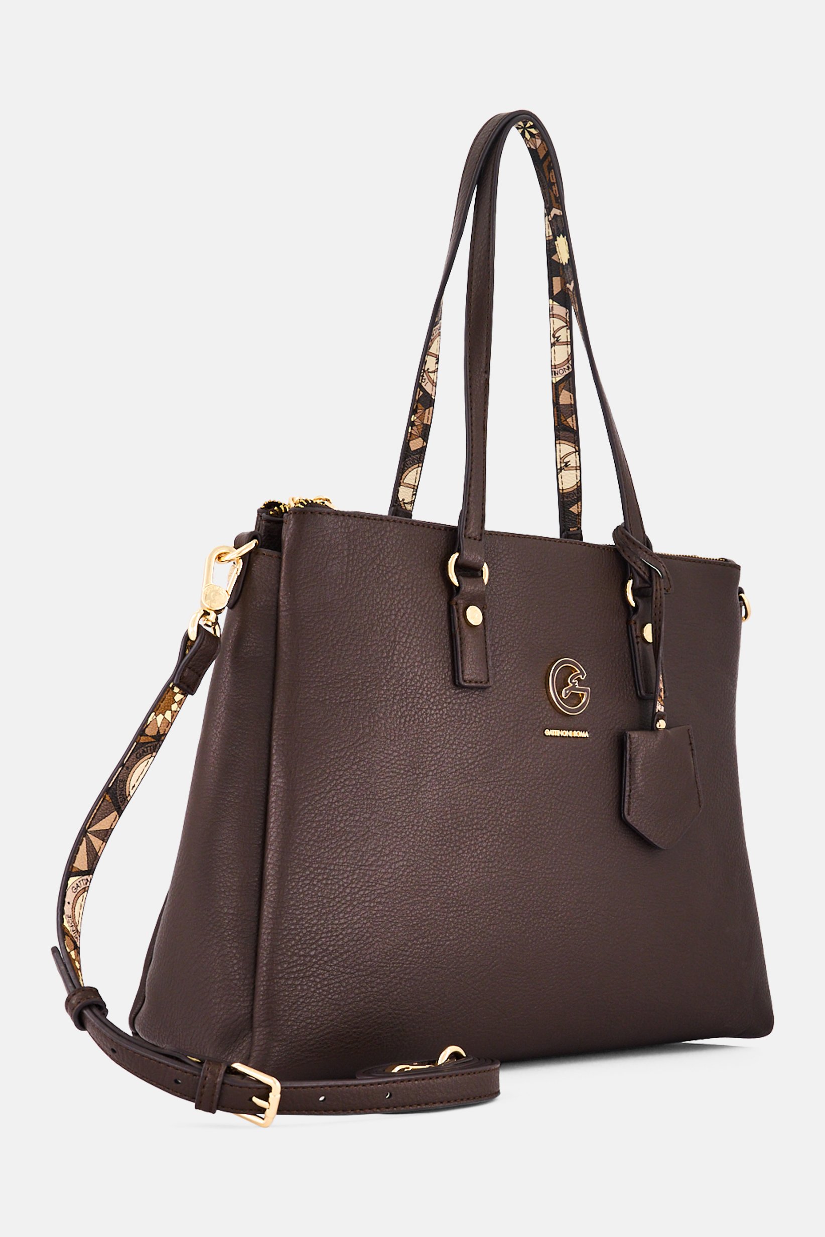 Women Brand Logo Tote Bag, Dark Chocolate