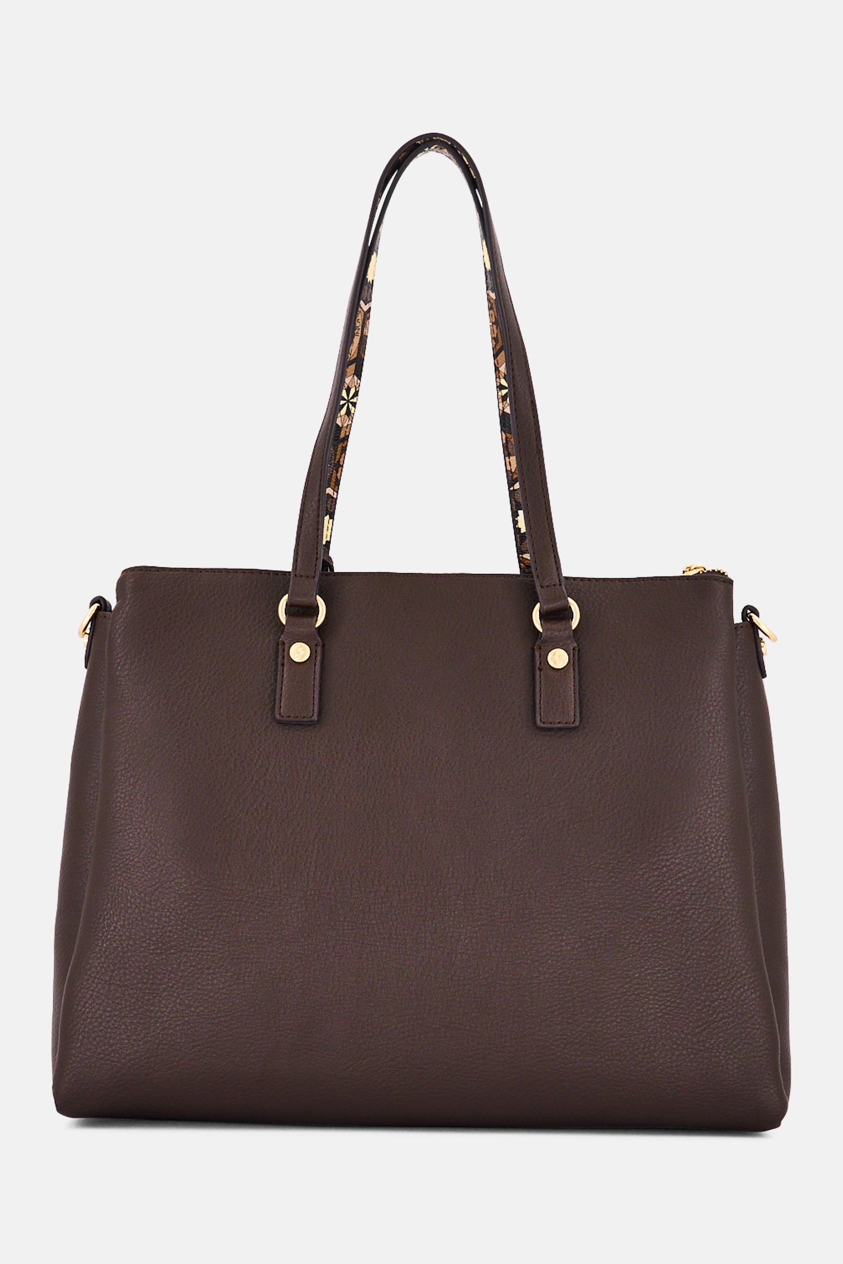 Women Brand Logo Tote Bag, Dark Chocolate