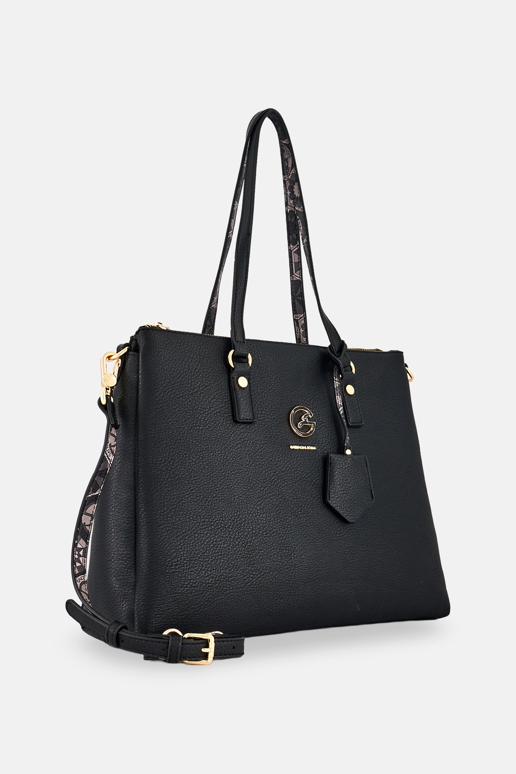 Women Brand Logo Tote Bag, Black