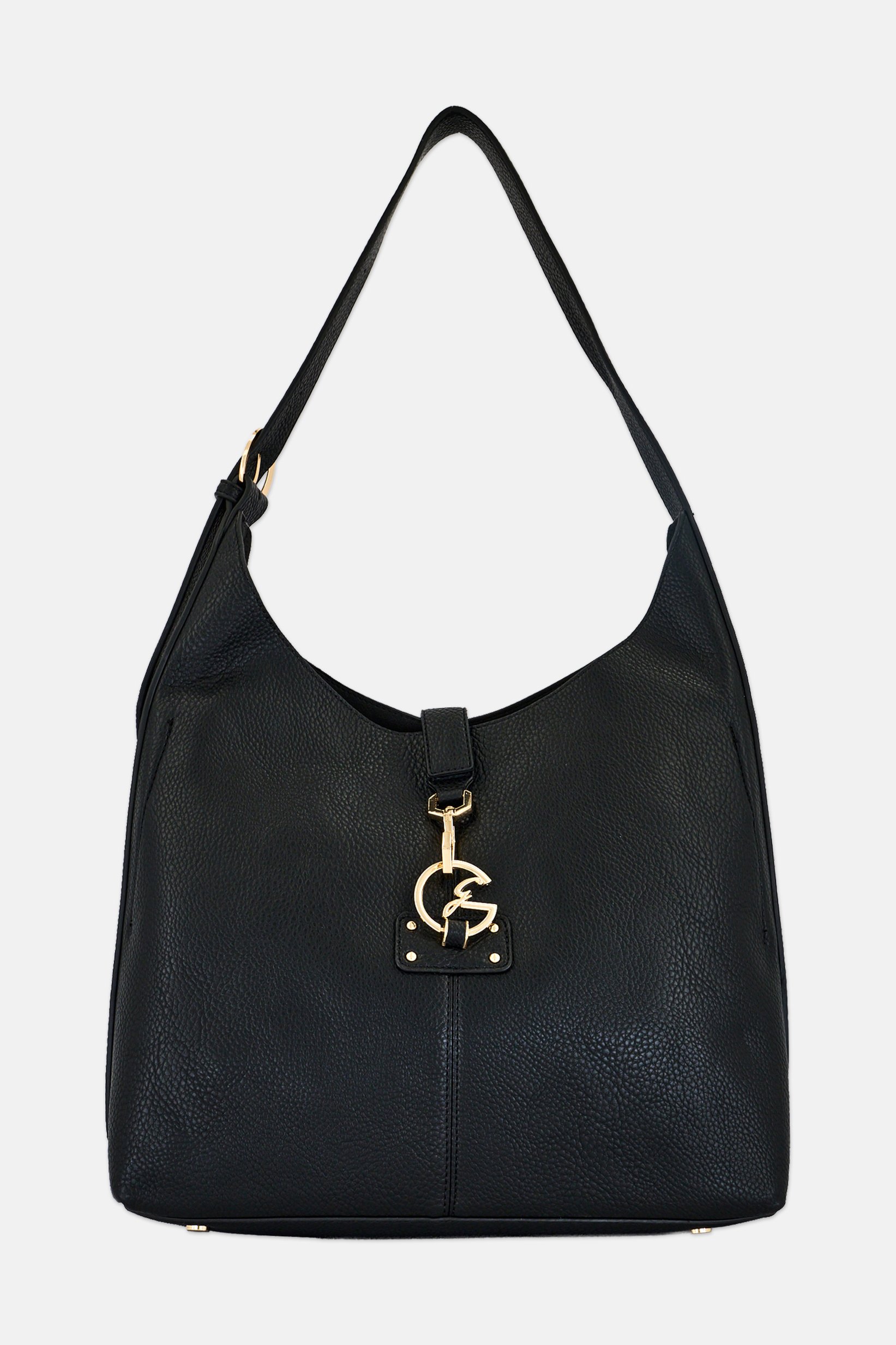 Women Brand Logo Hobo Bag, Black