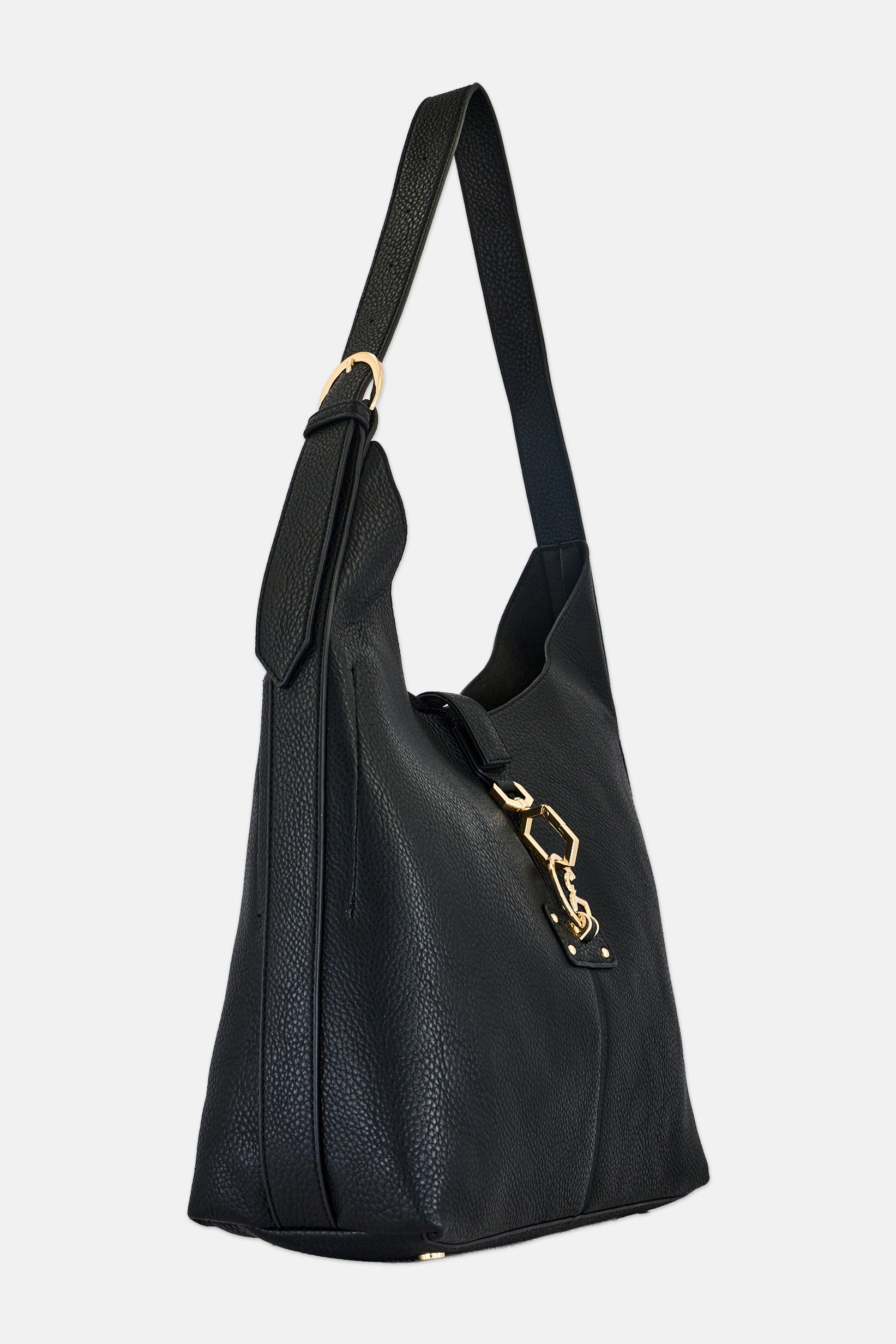 Women Brand Logo Hobo Bag, Black