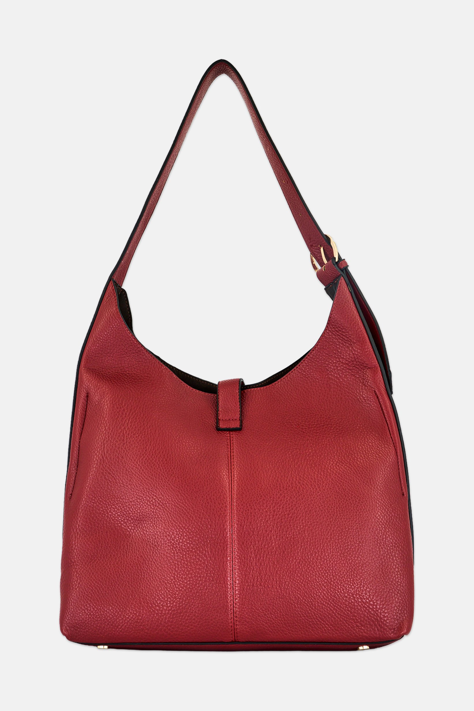 Women Brand Logo Hobo Bag, Dark Red