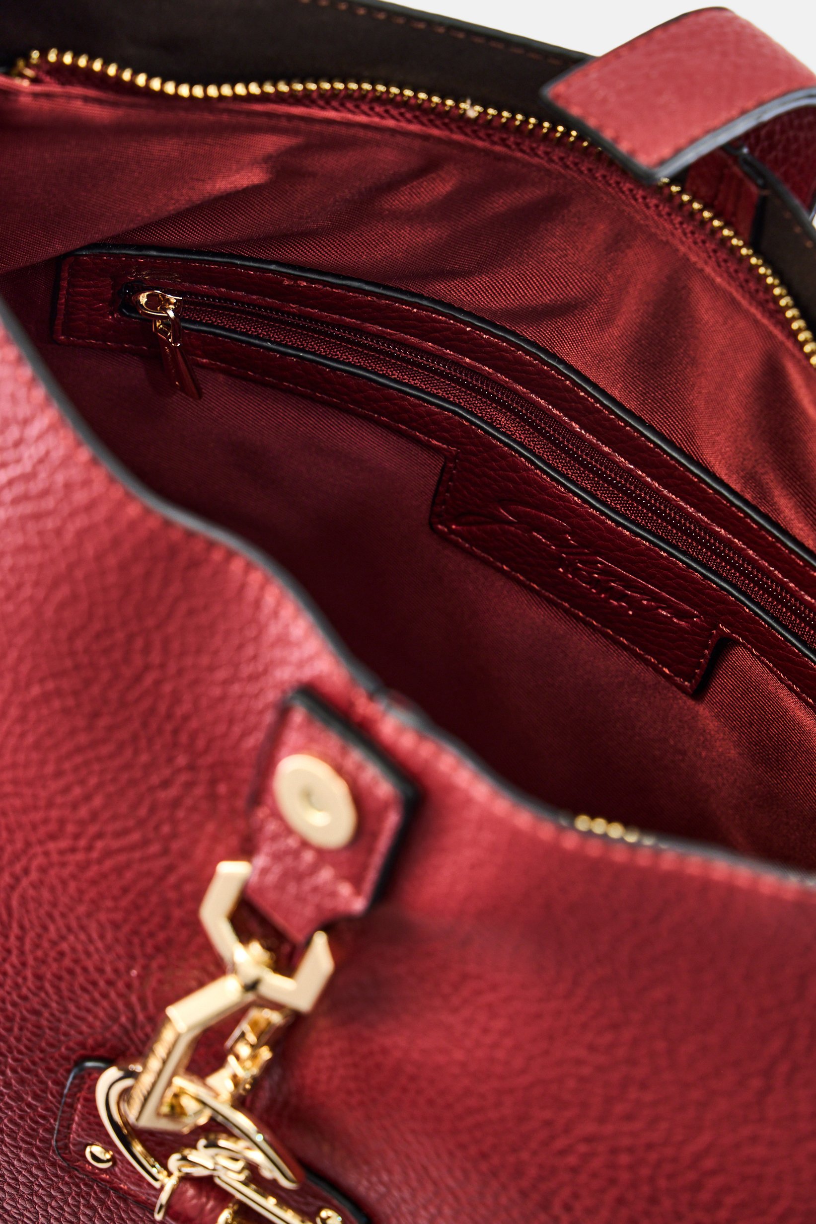 Women Brand Logo Hobo Bag, Dark Red