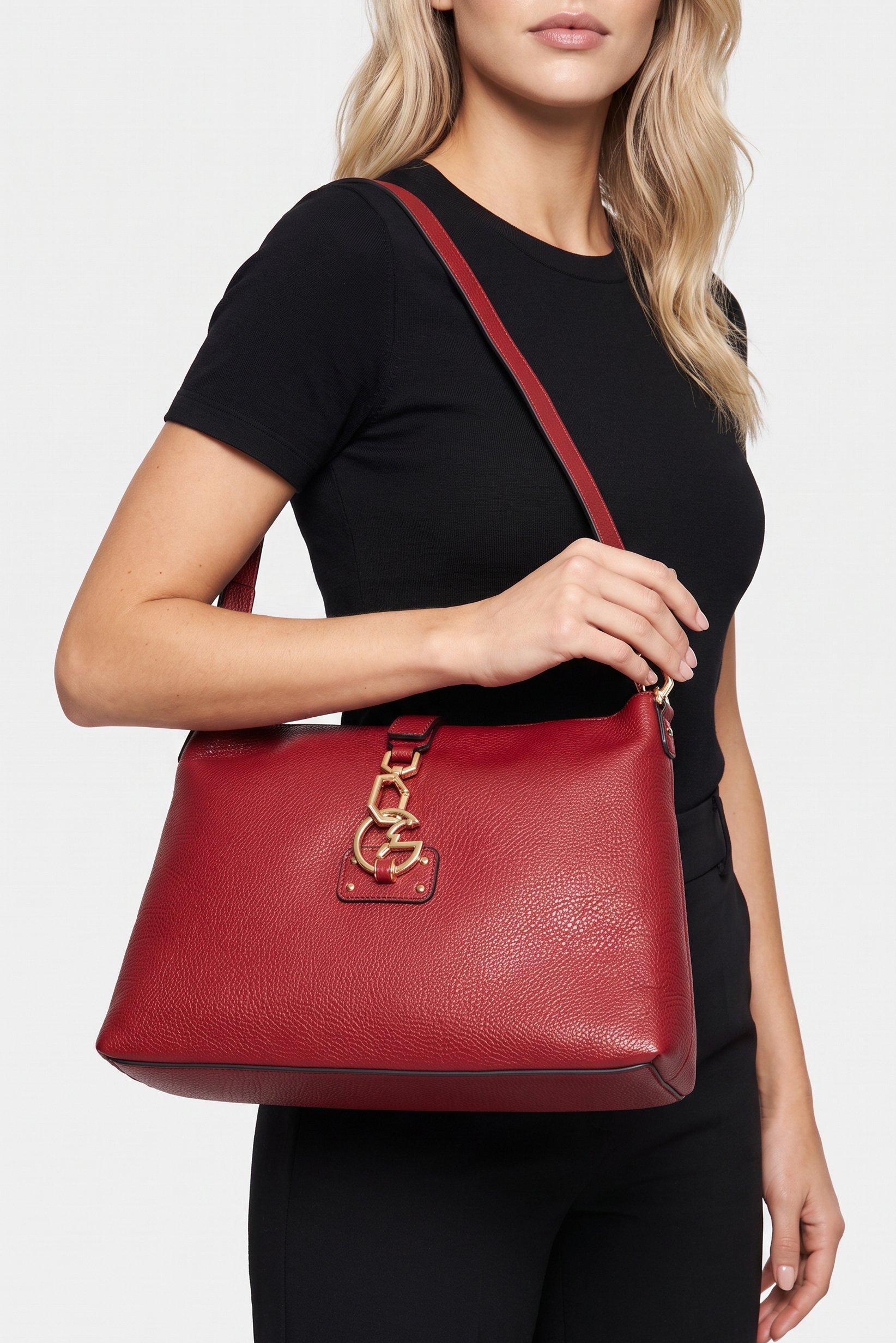 Women Brand Logo Cross Body Bag, Burgundy