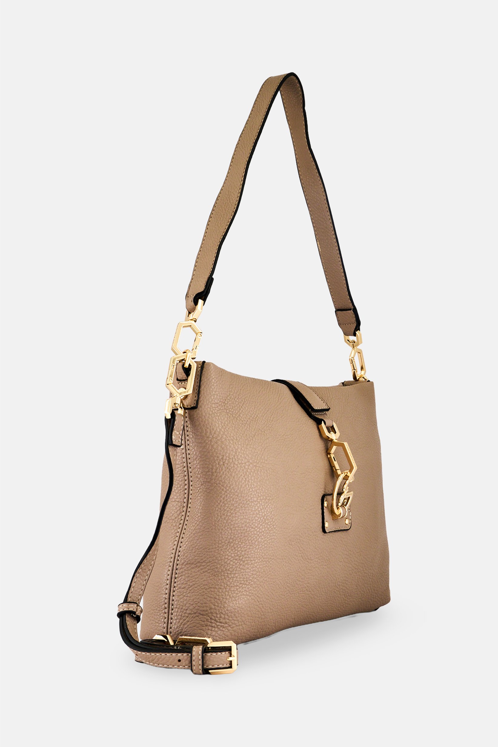 Women Brand Logo Cross Body Bag, Beige