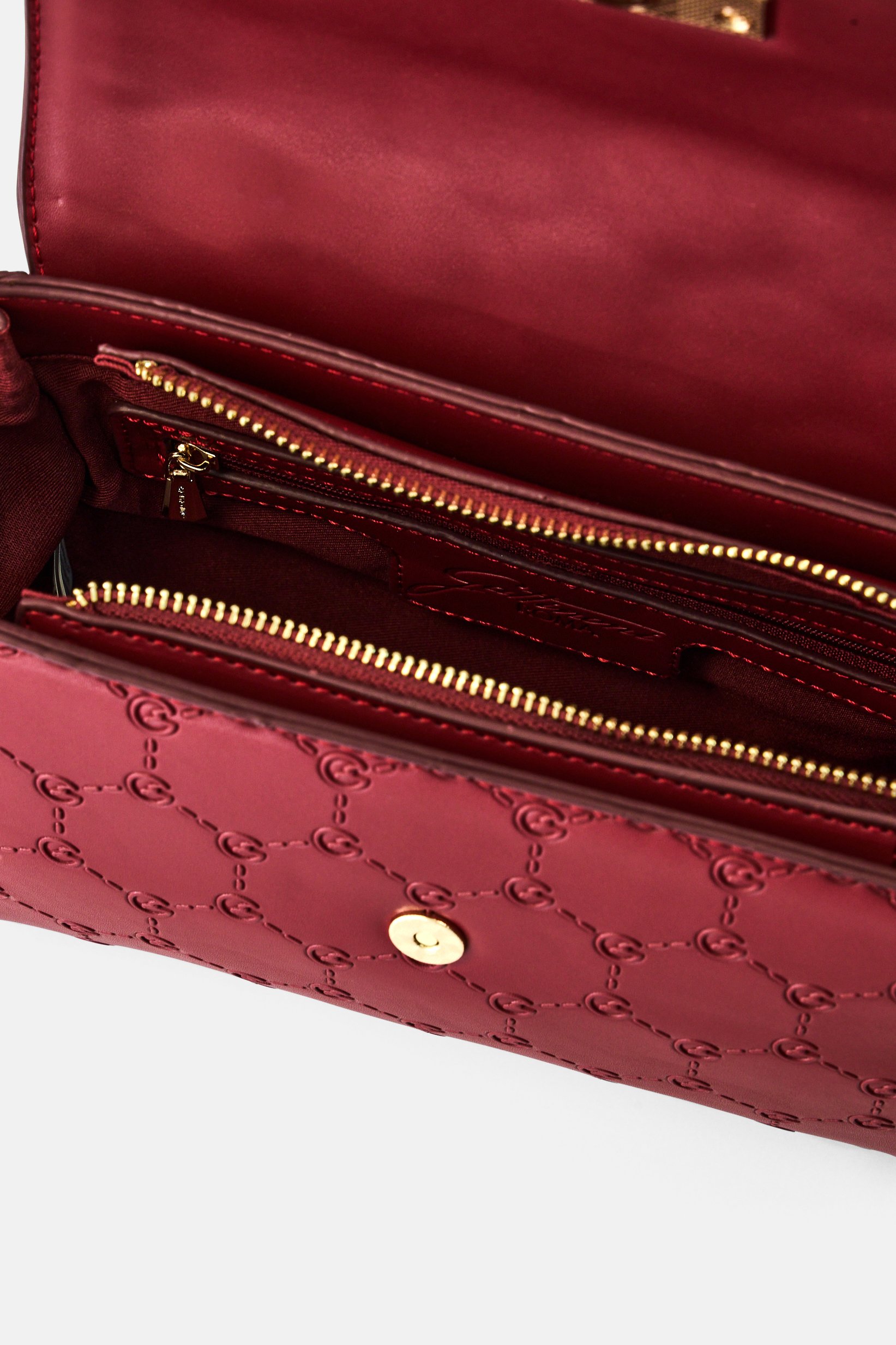 Women Brand Logo Cross Body Bag, Dark Red