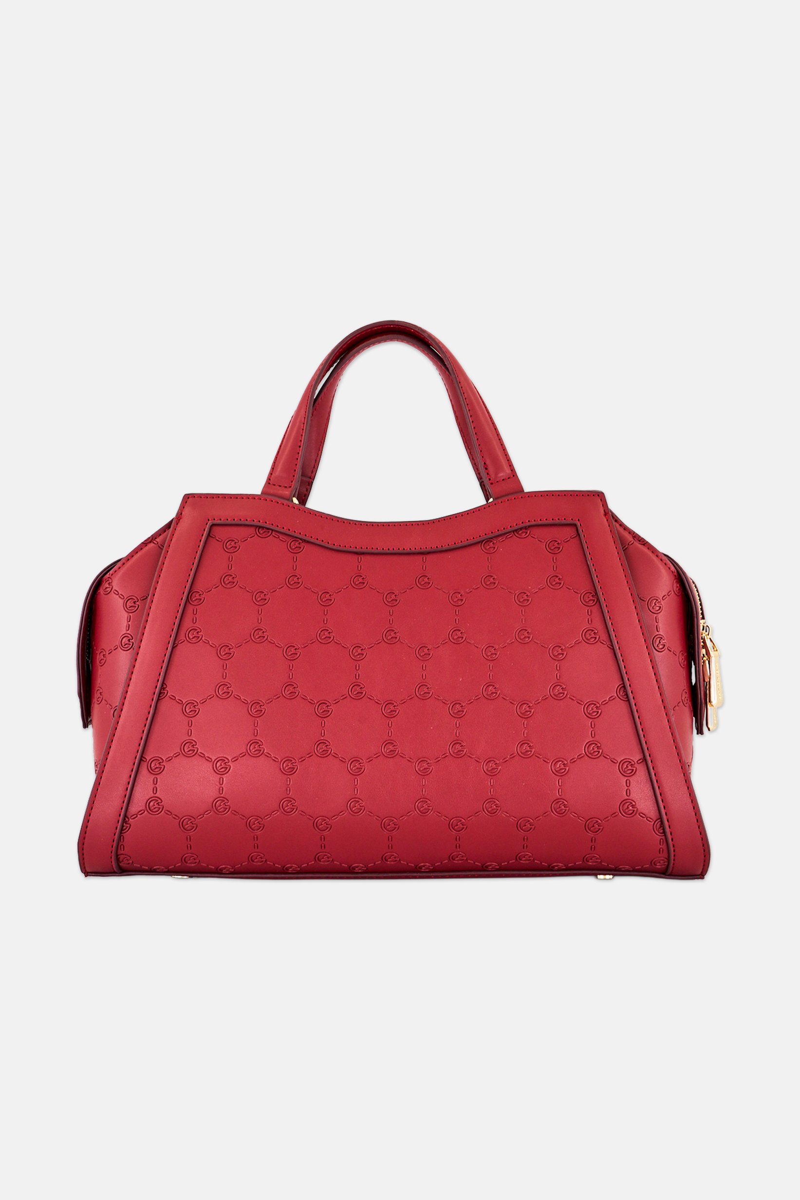 Women Brand Logo Handbag, Dark Red