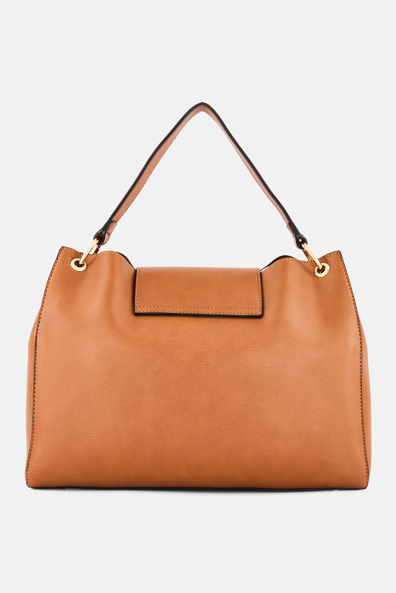 Women Brand Logo Shoulder Bag, Dark Brown