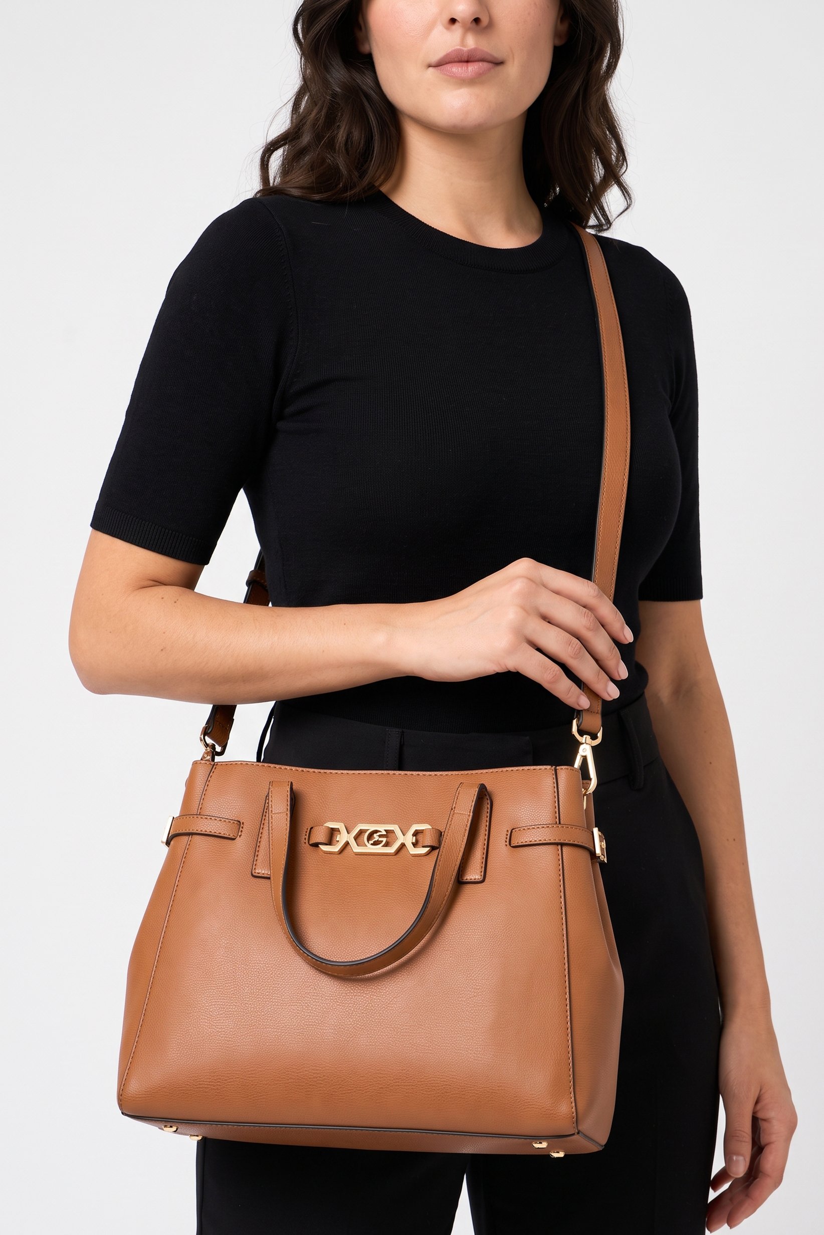 Women Brand Logo Tote Bag, Brown