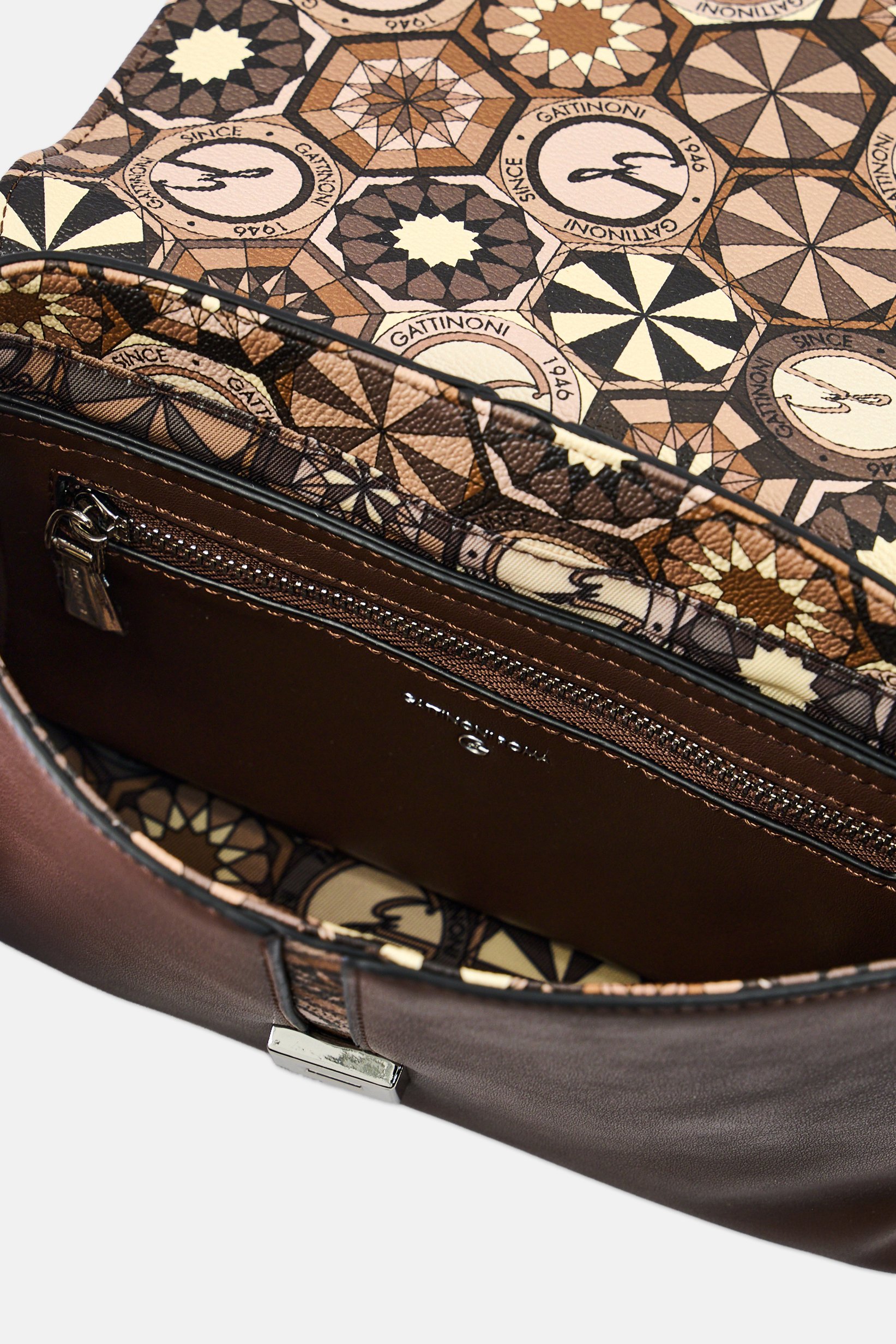 Women Brand Logo Cross Body Bag, Dark Brown