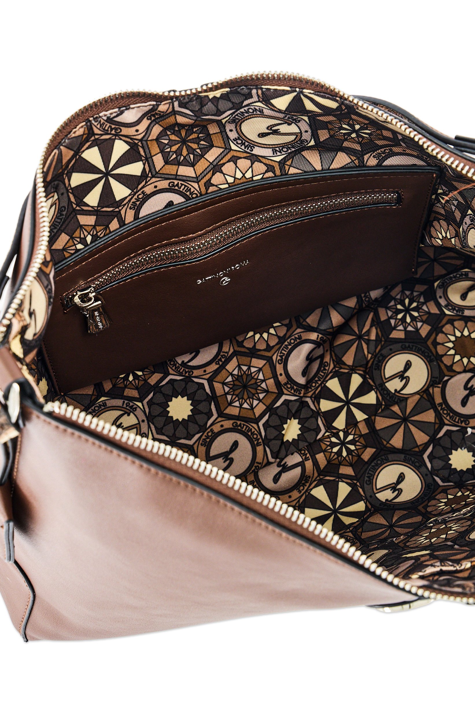Women Brand Logo Shoulder Bag, Brown