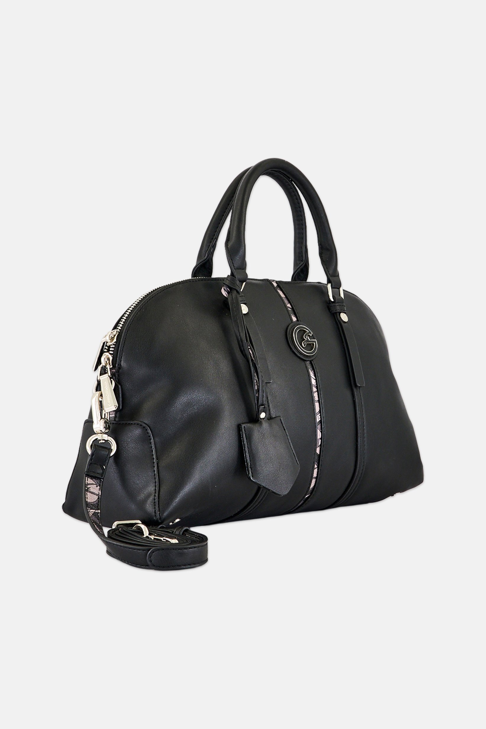 Women Brand Logo Handbag, Black