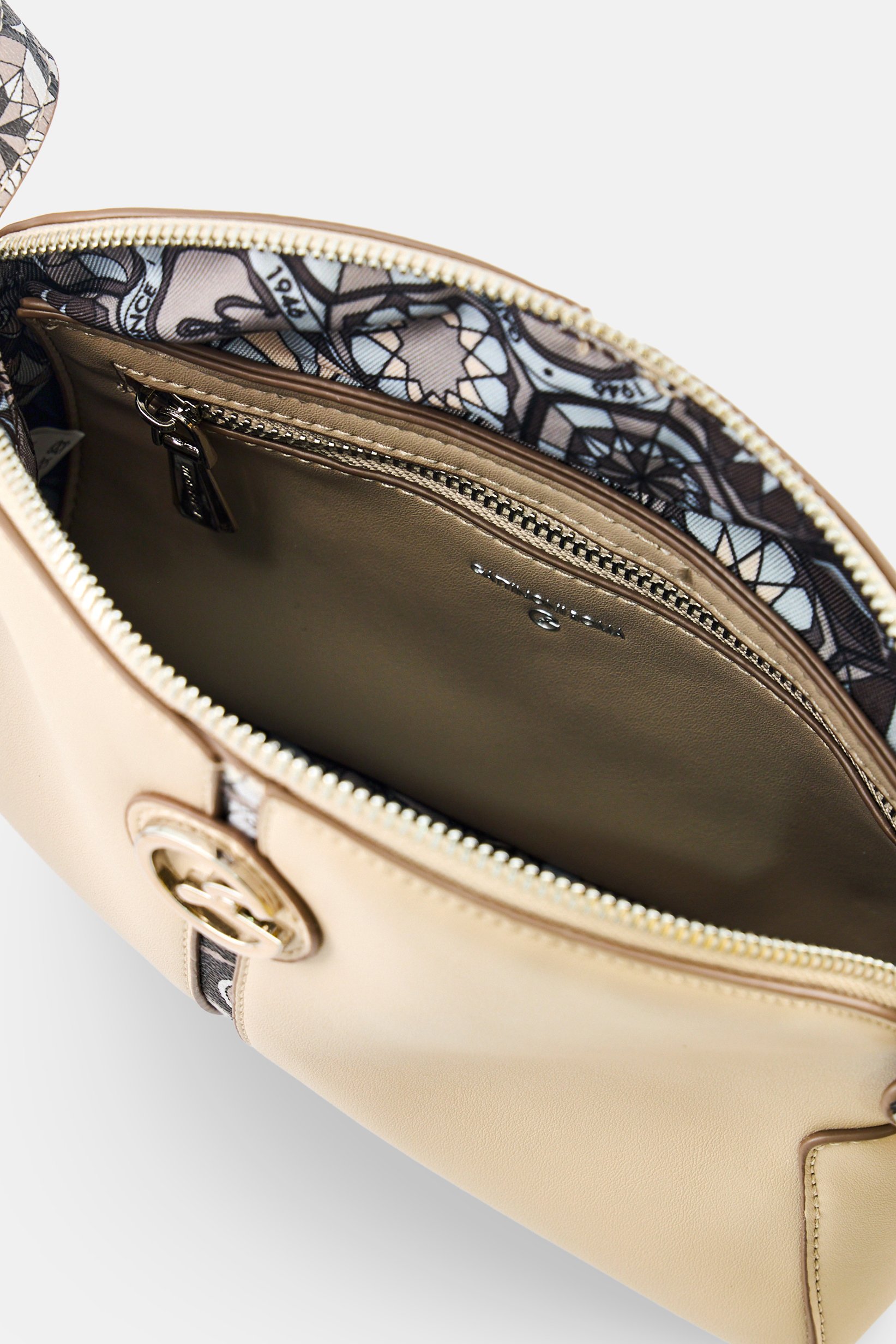Women Brand Logo Cross Body Bag, Beige