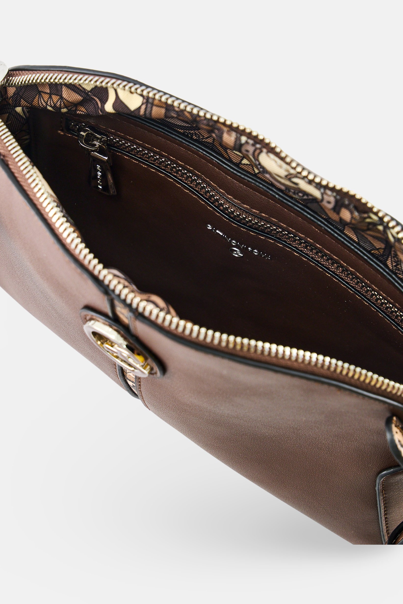 Women Brand Logo Cross Body Bag, Dark Brown