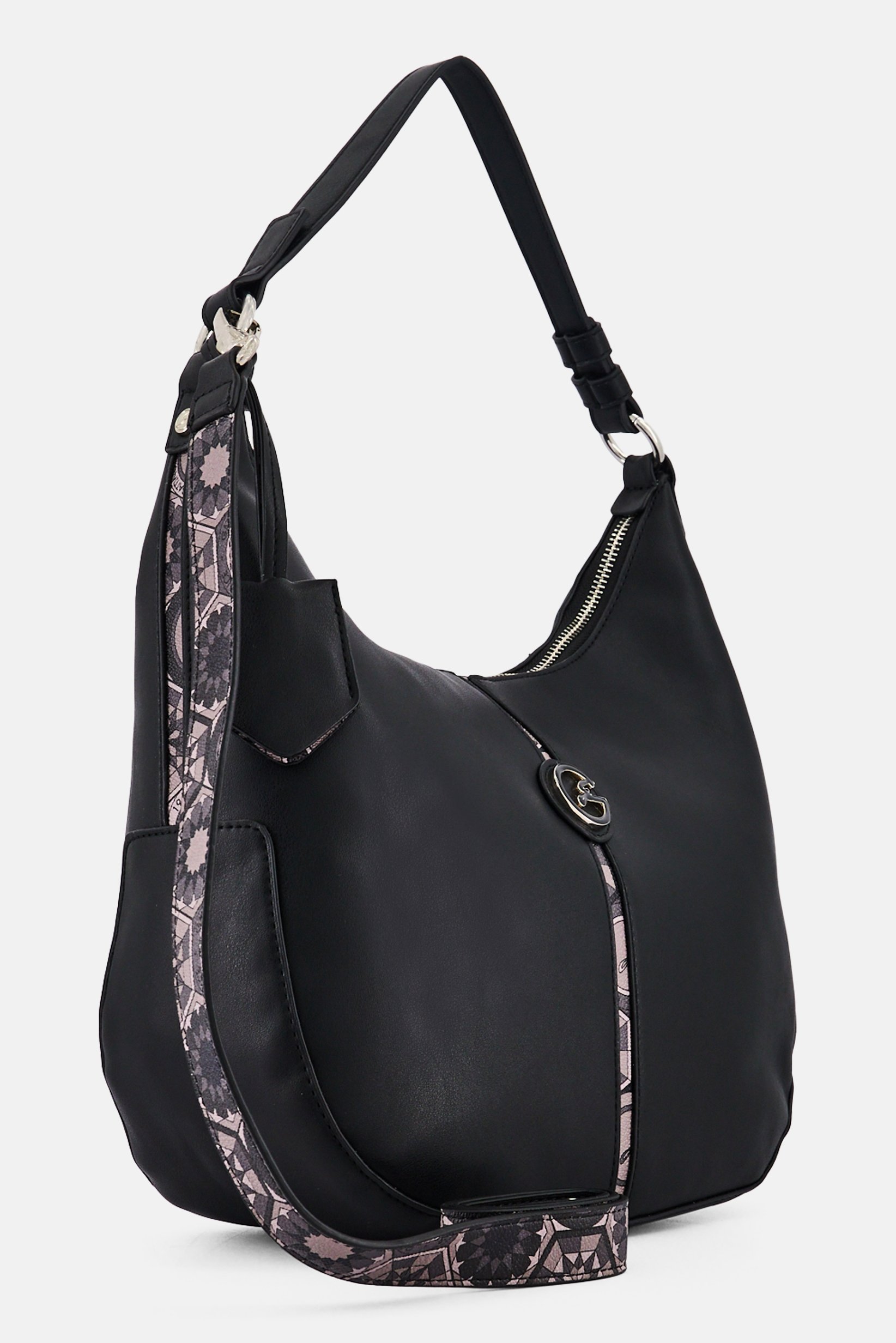 Women Brand Logo Handbag, Black