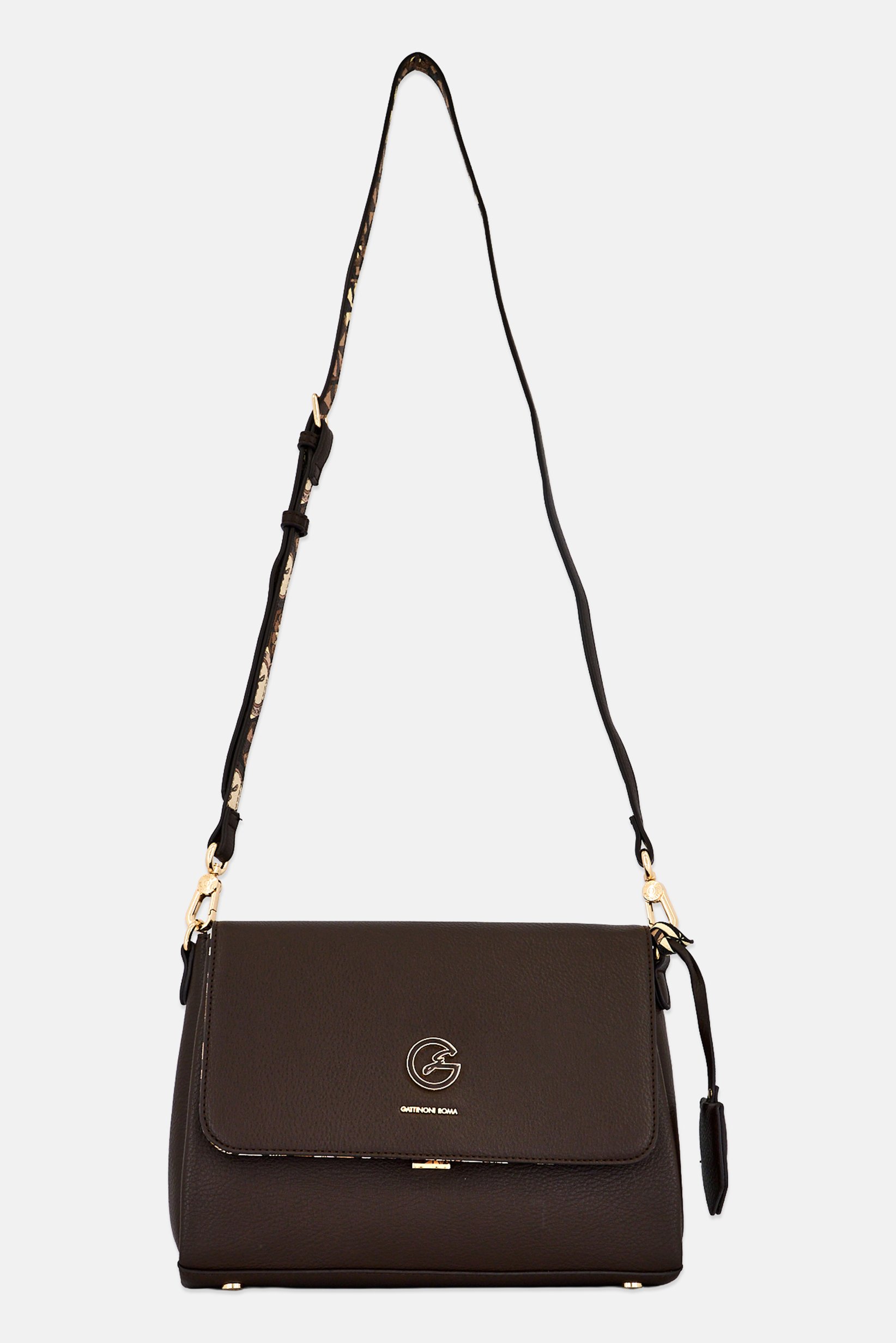 Women Brand Logo Cross Body Bag, Dark Brown