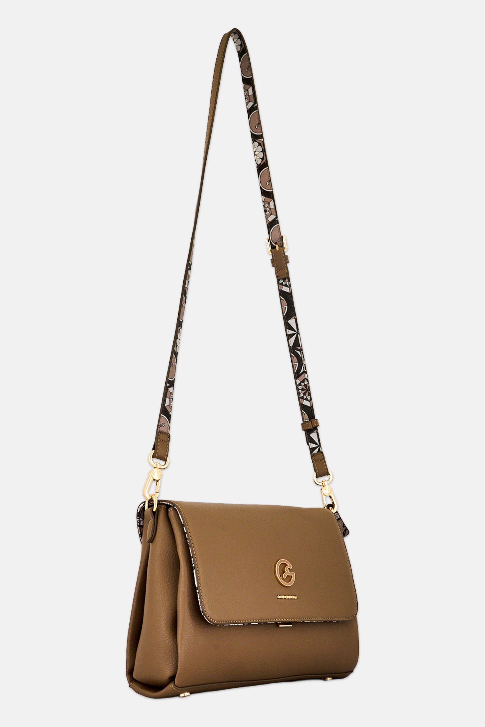 Women Brand Logo Cross Body Bag, Dark Taupe
