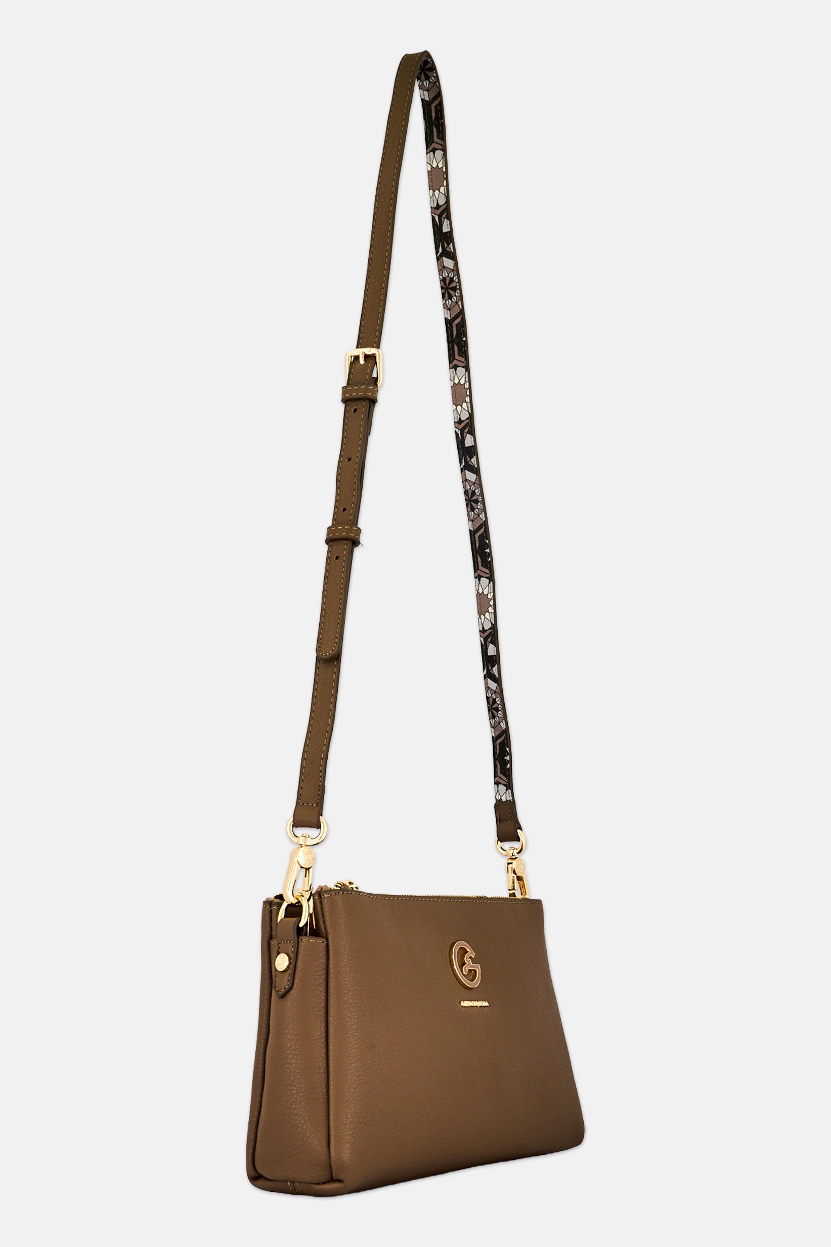 Women Brand Logo Cross Body Bag, Taupe
