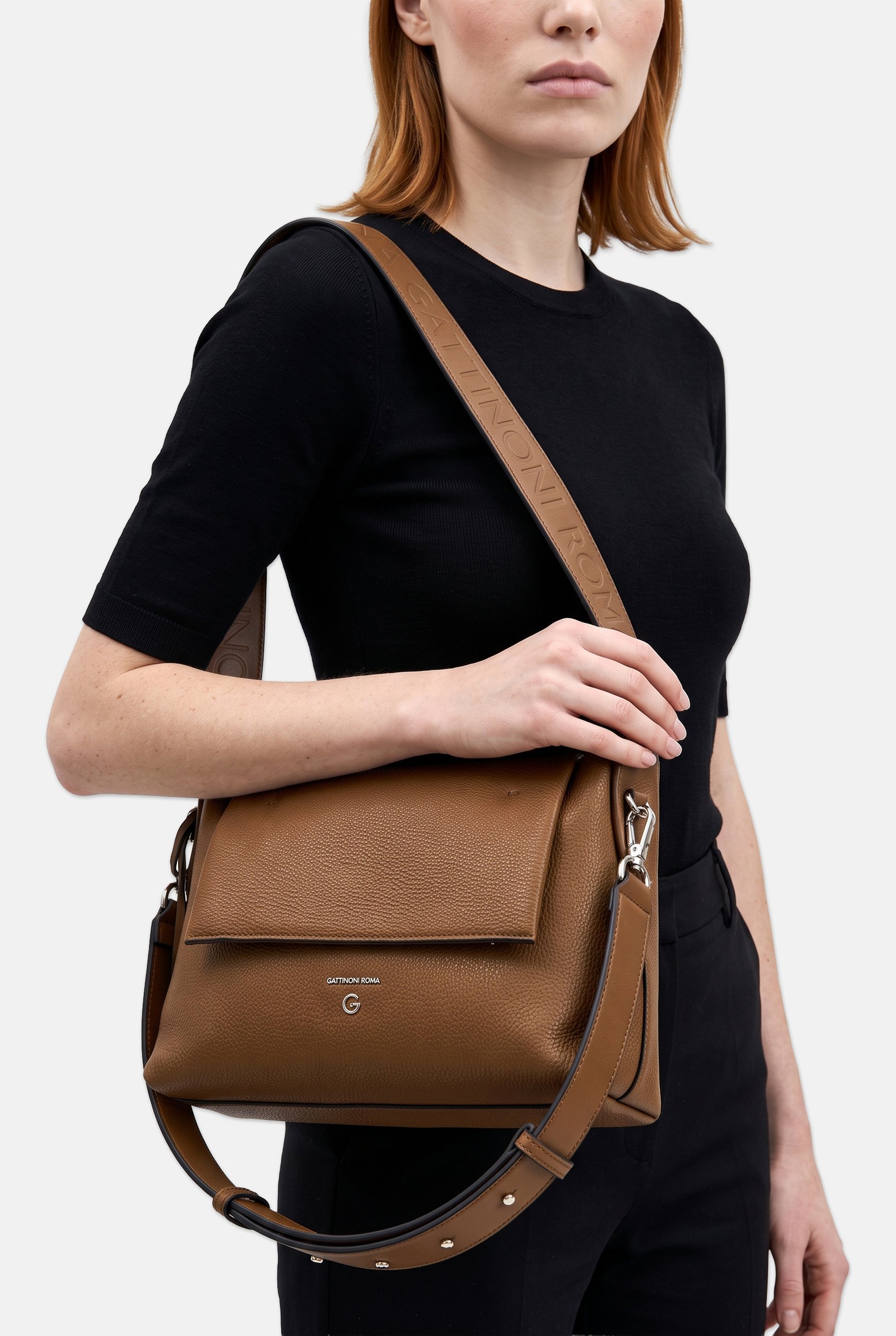 Women Brand Logo Cross Body Bag, Brown