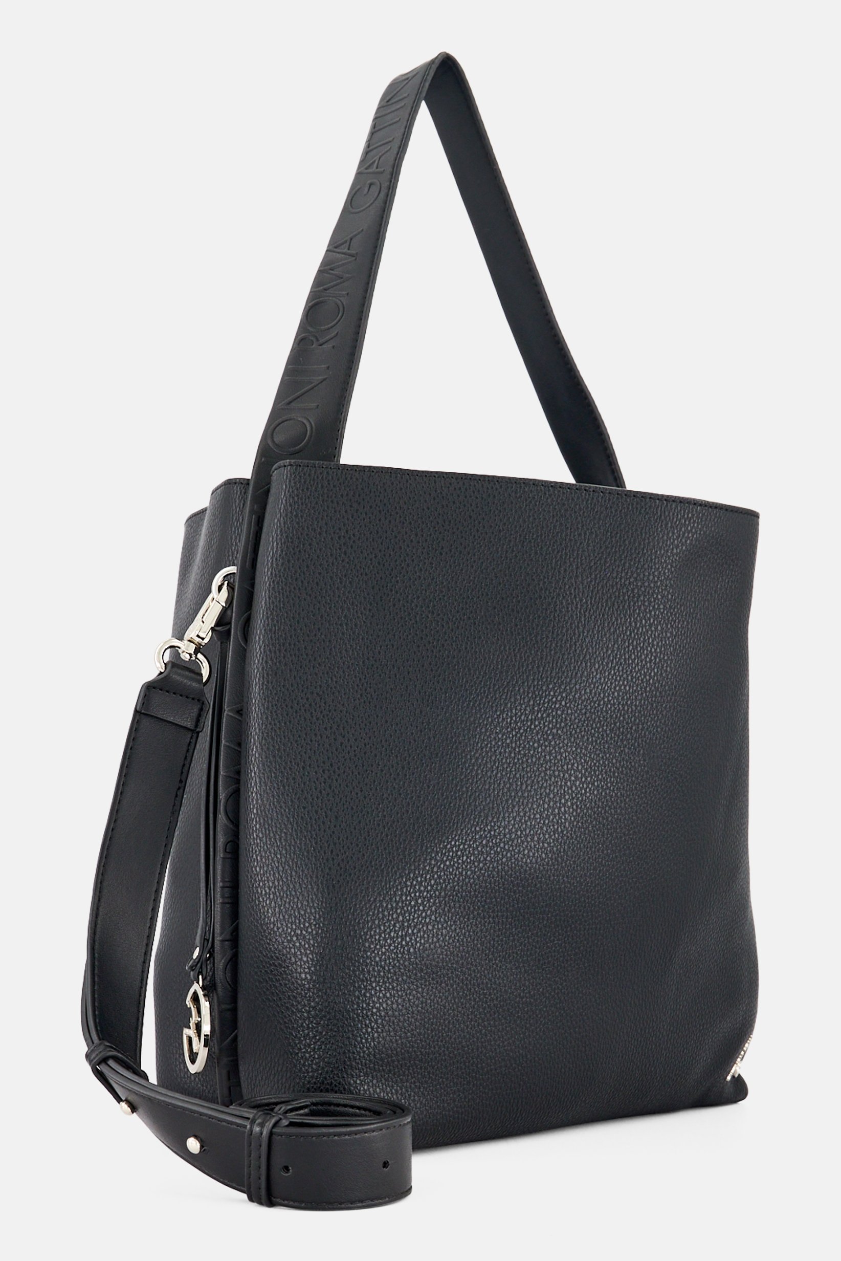 Women Brand Logo Shoulder Bag, Black