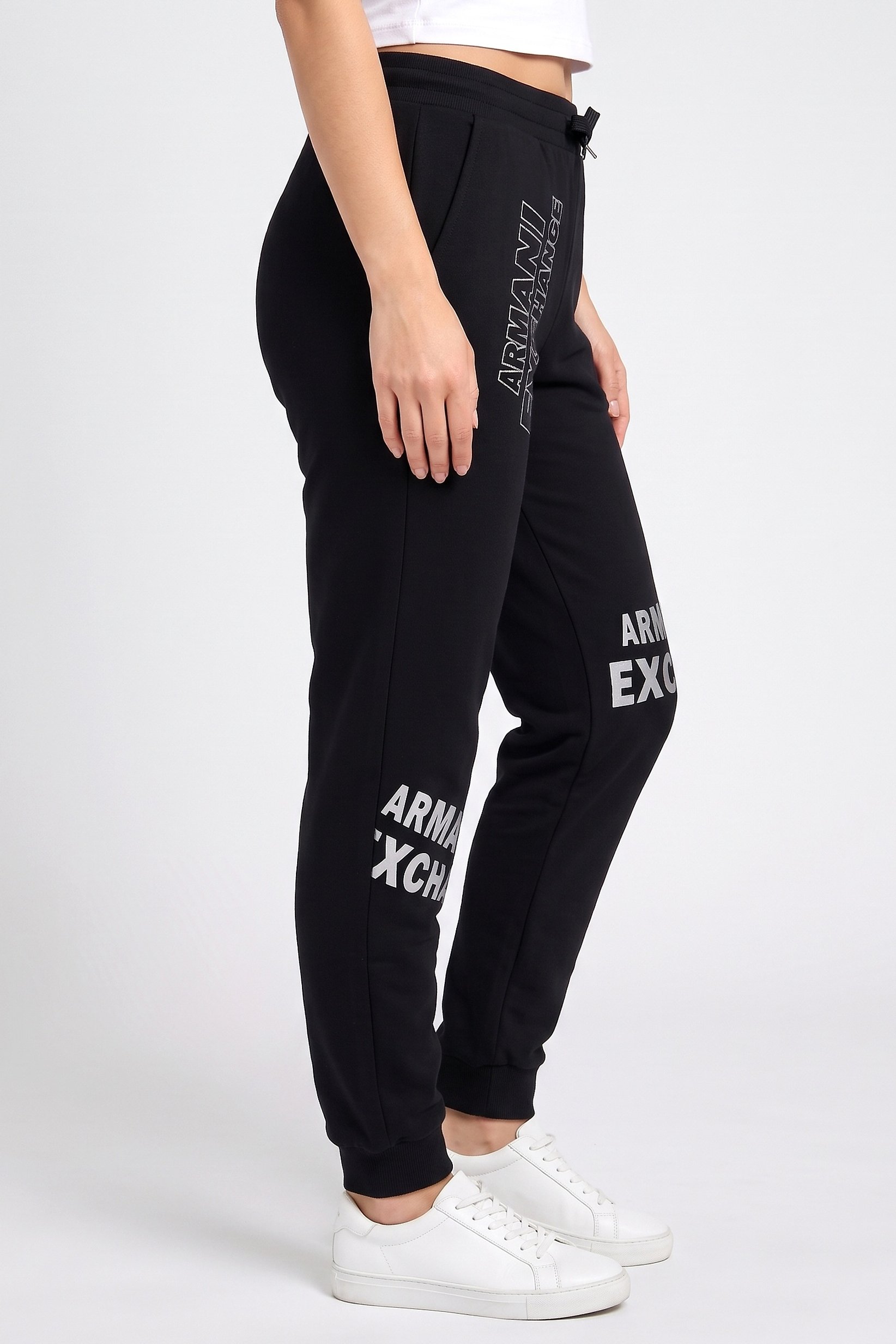 AX Armani Exchange Women Regular Fit Embroidered Logo Jogger Pants, Black