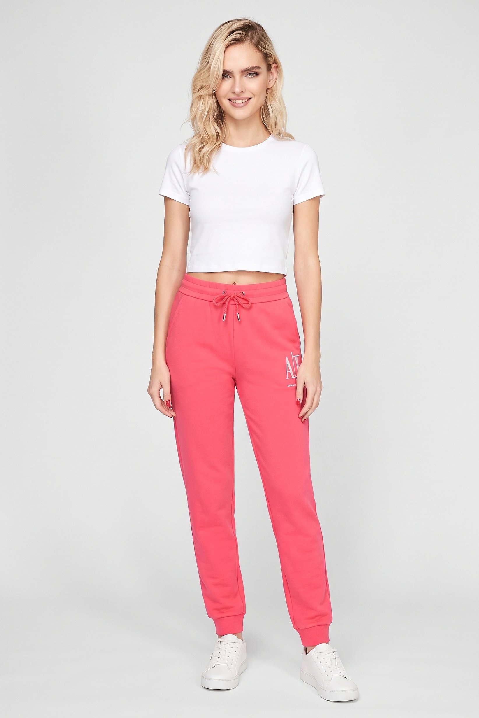 Women Regular Fit Brand Logo Jogger Pants, Pink