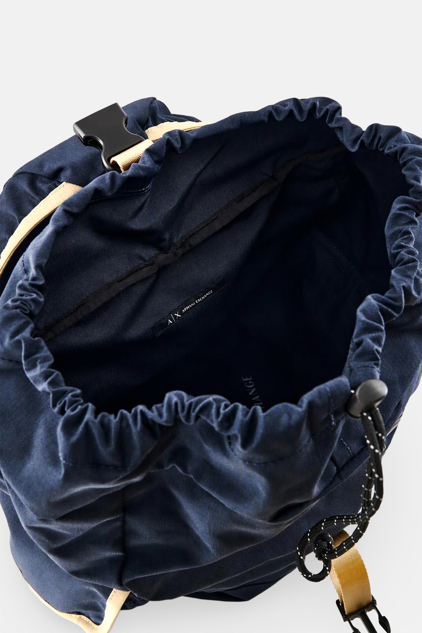 AX Armani Exchange Man Brand Logo Buckle Closure Backpack, Black