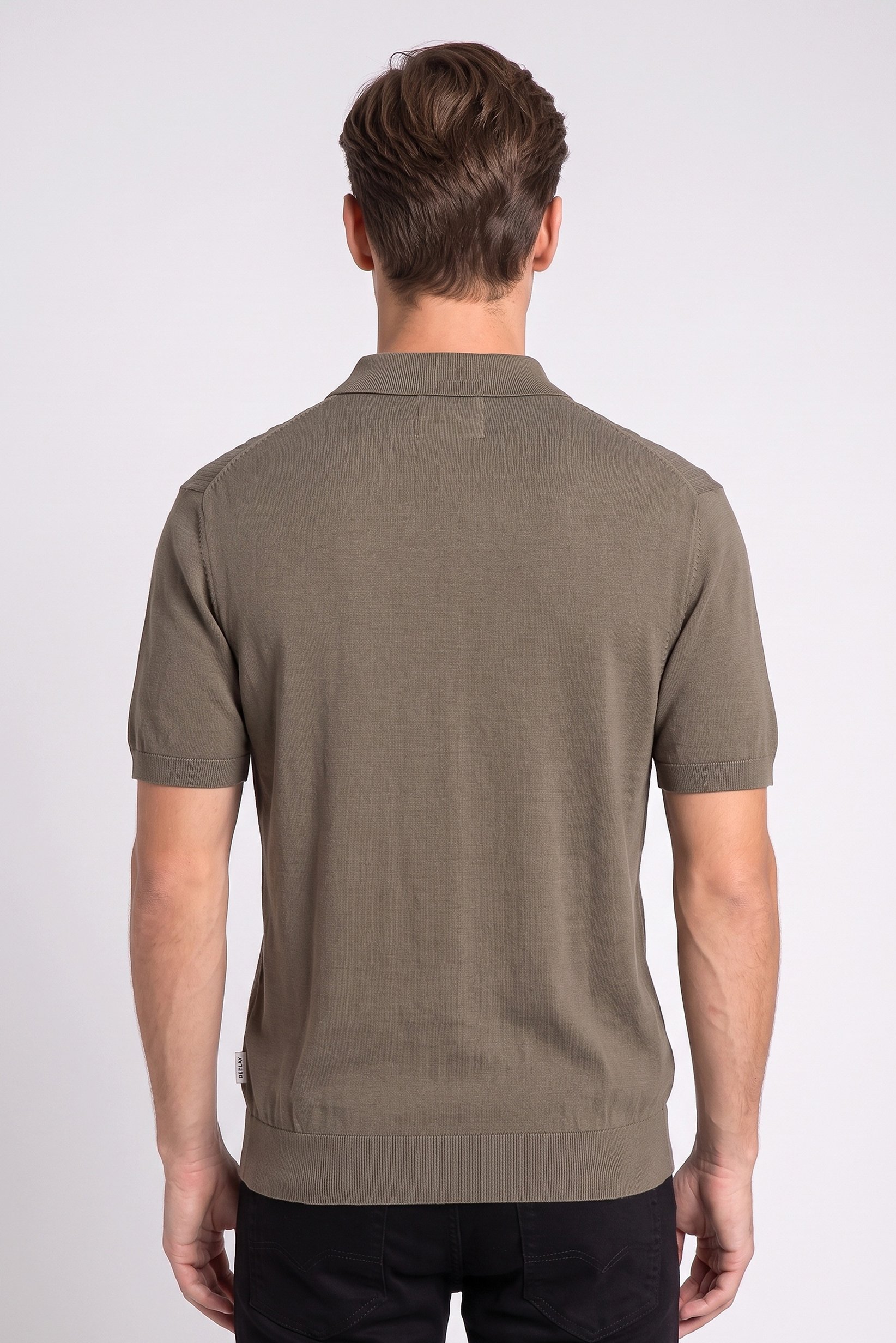 Men Regular Fit Textured Short Sleeve Polo Shirt, Olive