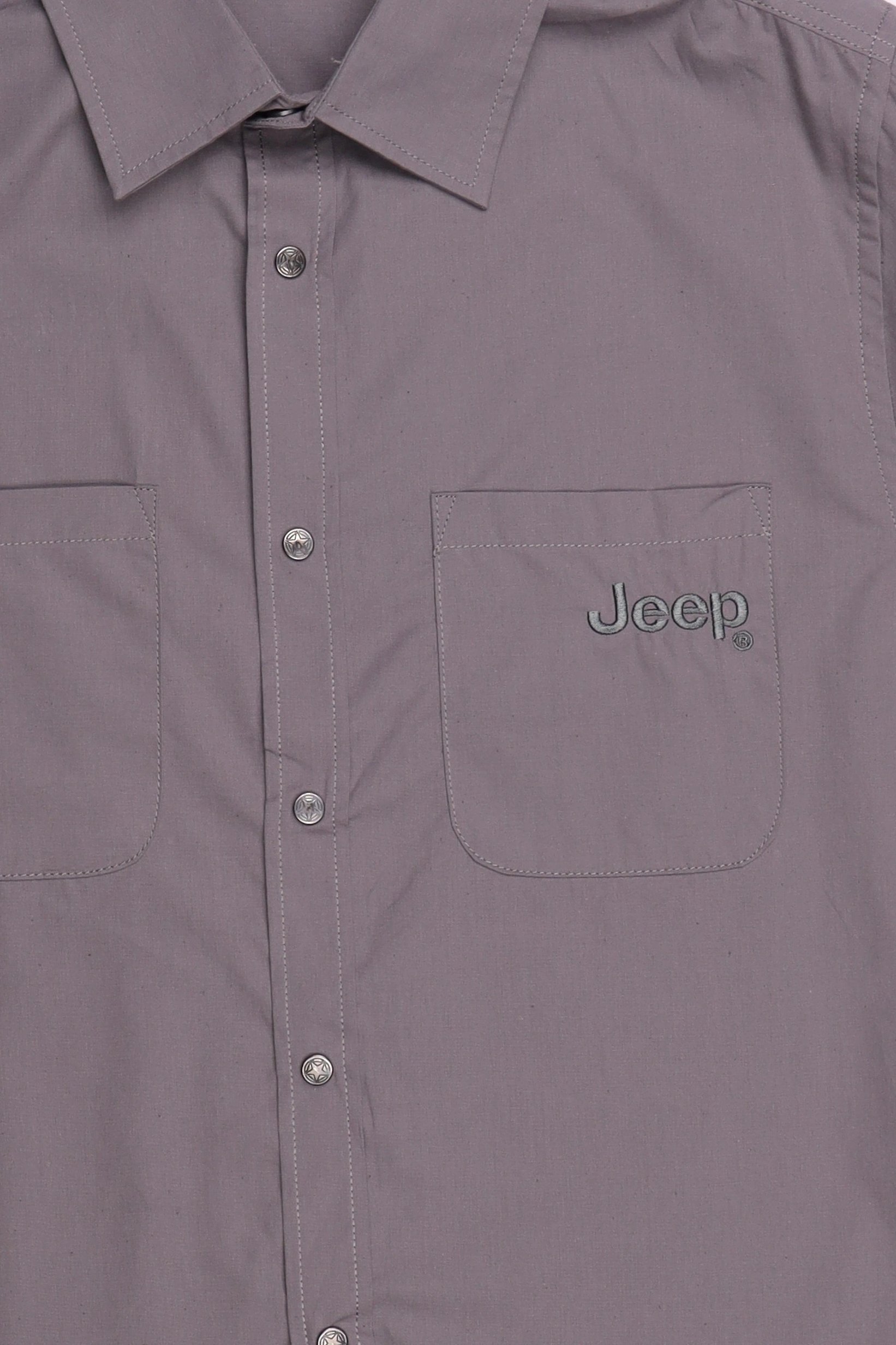 Men Regular Fit Long Sleeve Embroidered Logo Casual Shirt, Dark Grey