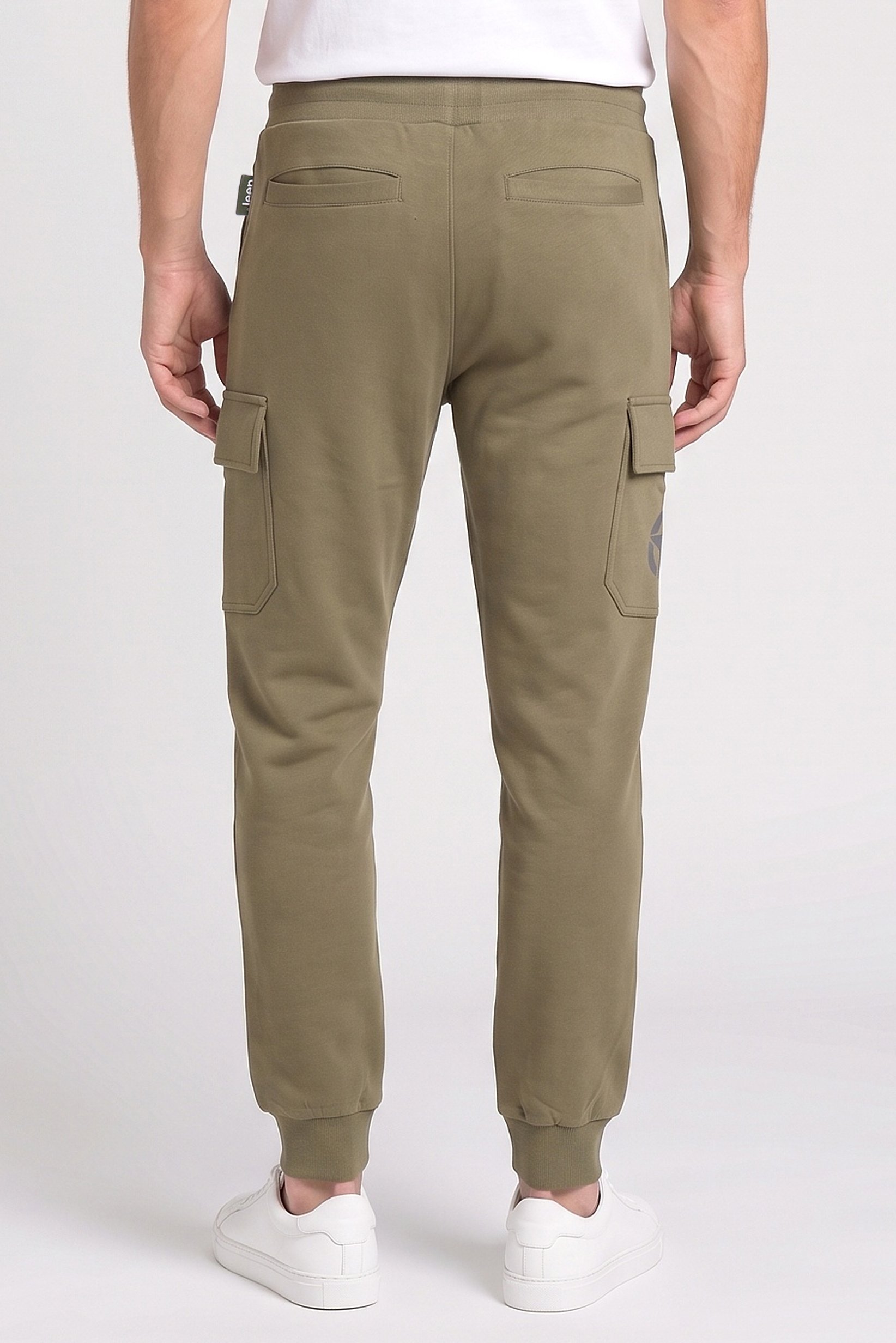 Men Regular Fit Brand Logo Cargo Pants, Olive