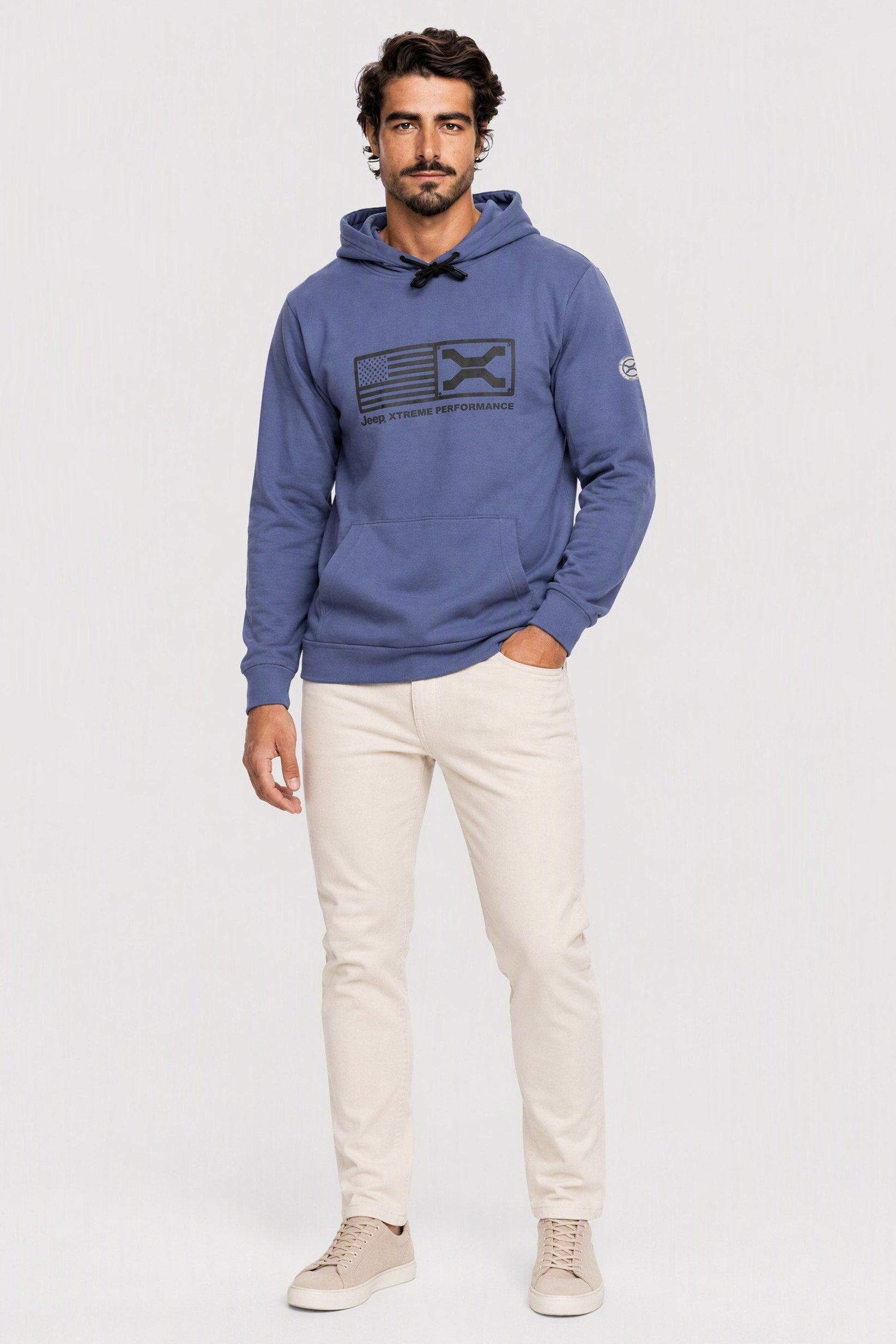 Men Brand Logo Long Sleeve Hoodie, Purple