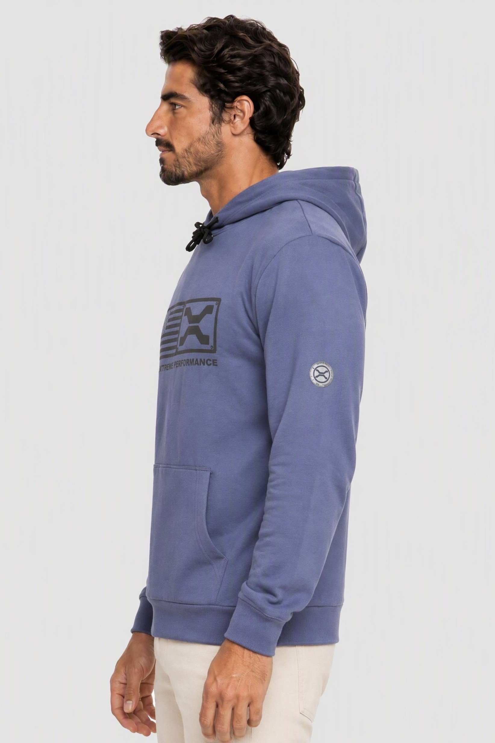 Men Brand Logo Long Sleeve Hoodie, Purple