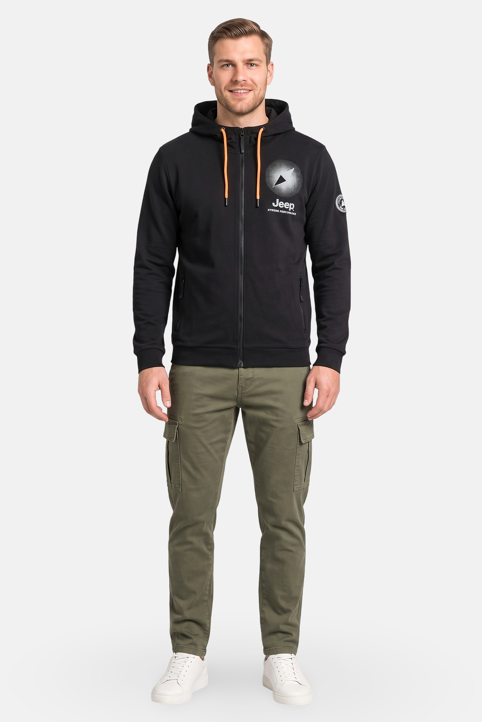 Men Graphic Print Long Sleeve Hoodie, Black