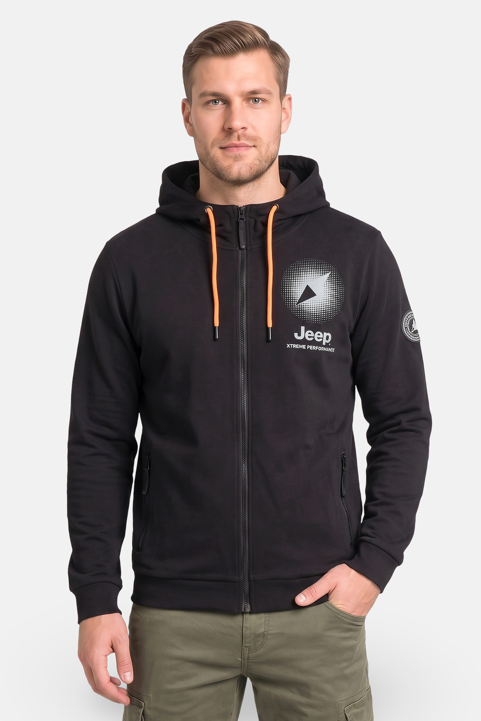 Men Graphic Print Long Sleeve Hoodie, Black