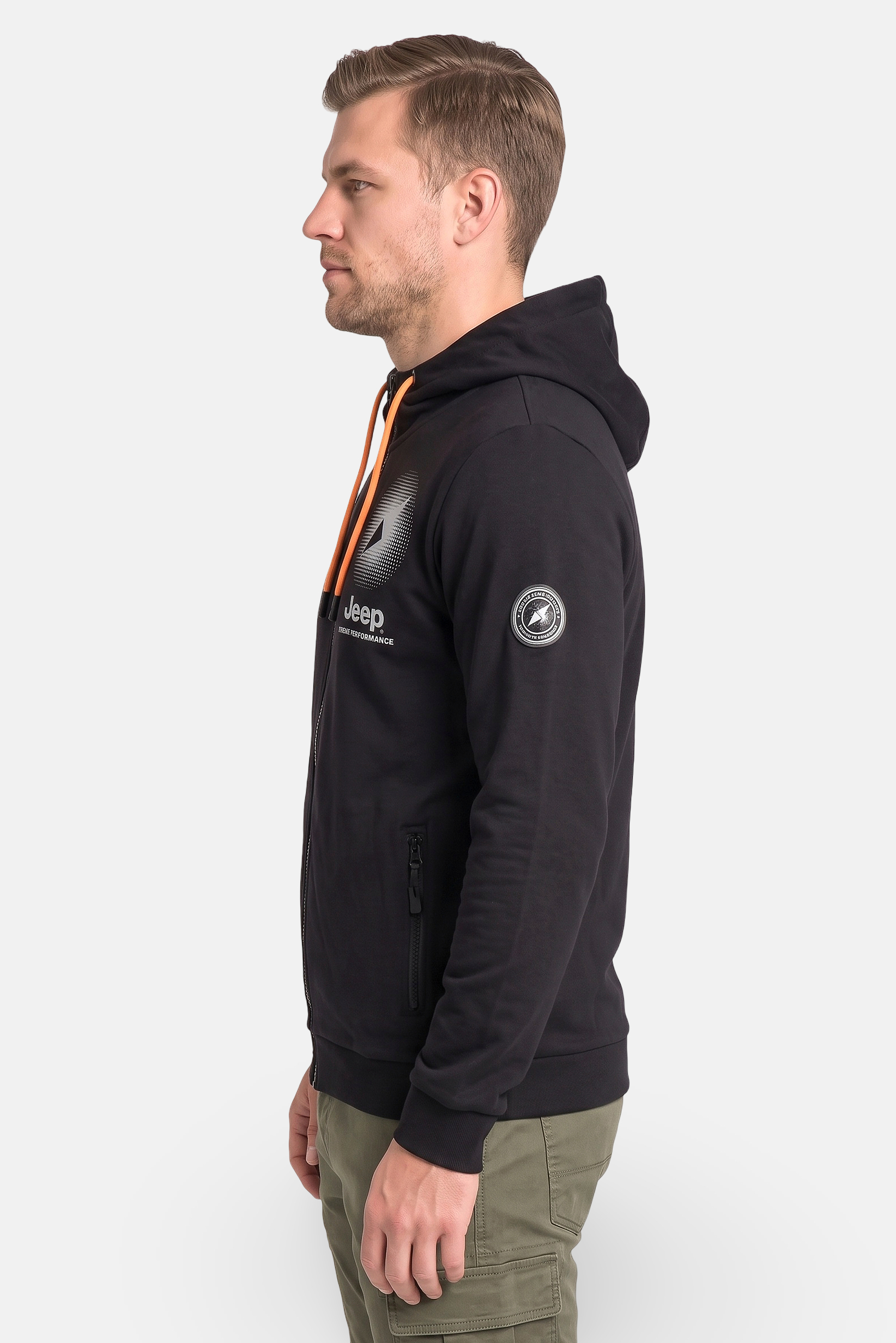 Men Graphic Print Long Sleeve Hoodie, Black