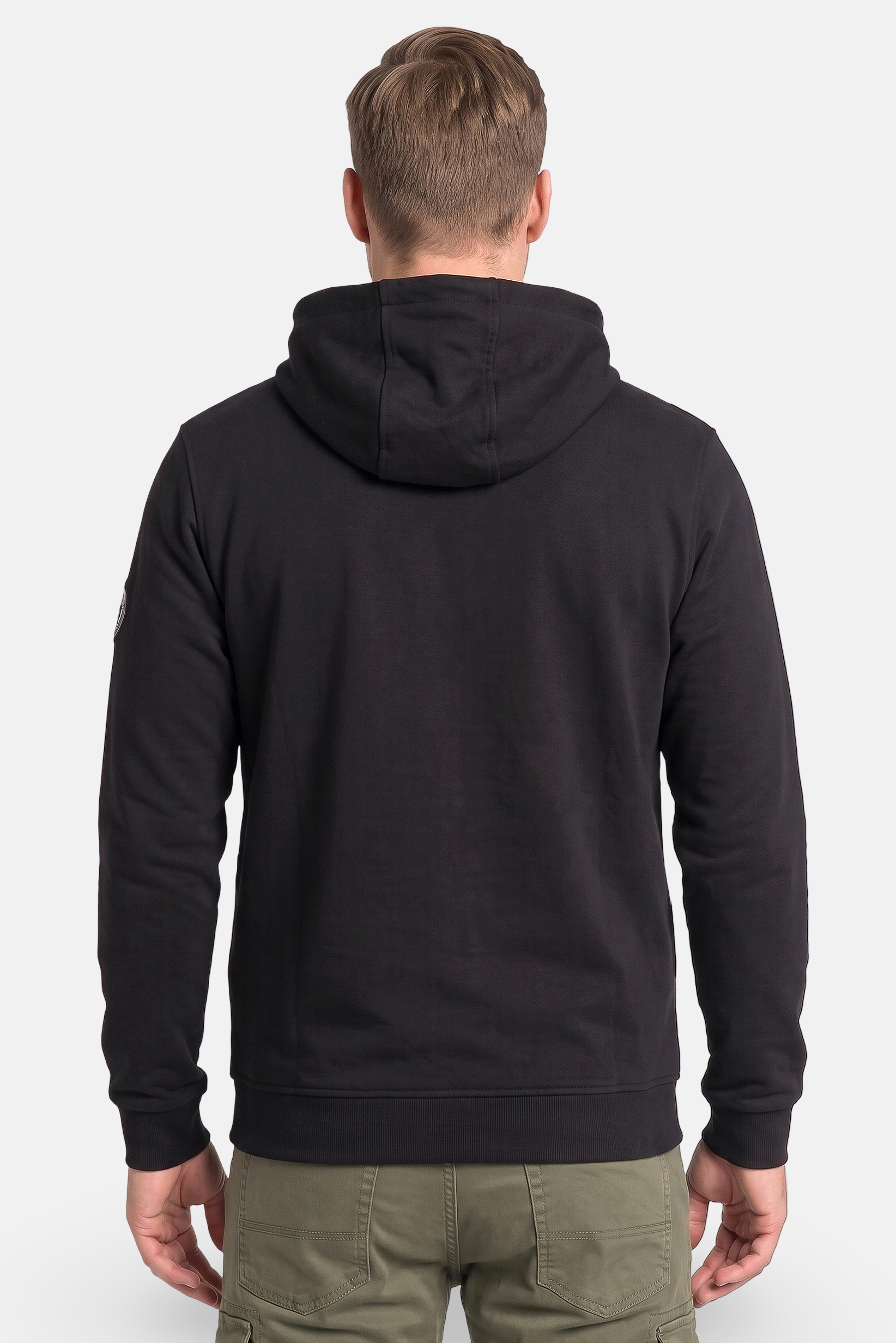 Men Graphic Print Long Sleeve Hoodie, Black