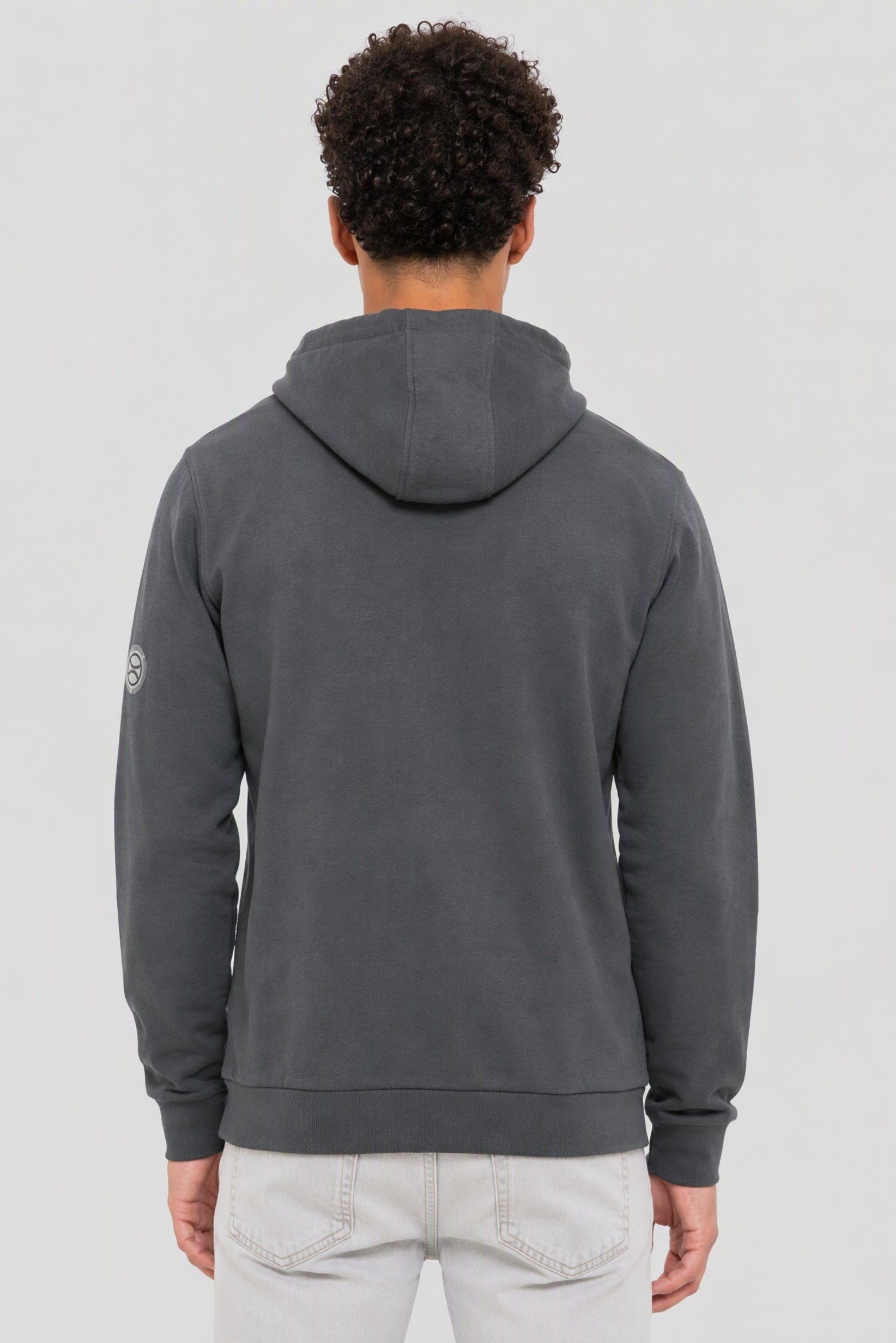 Men Brand Logo Long Sleeve Hoodie, Slate Blue