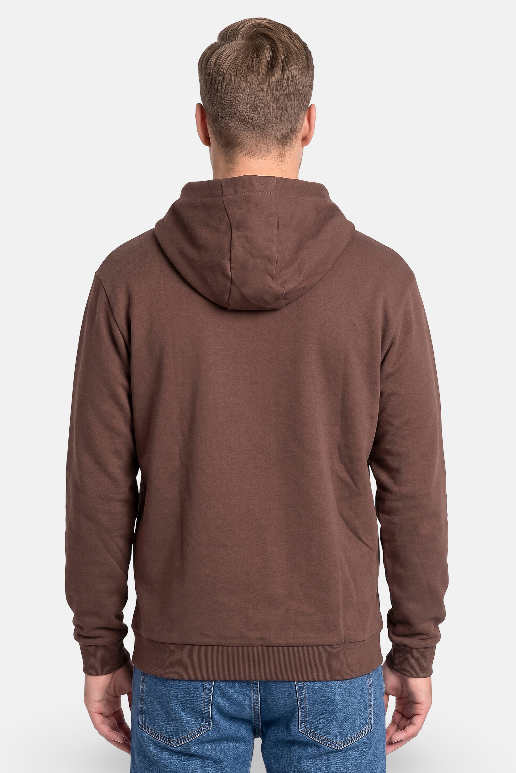 Men Graphic Print Long Sleeve Hoodie, Dark Brown