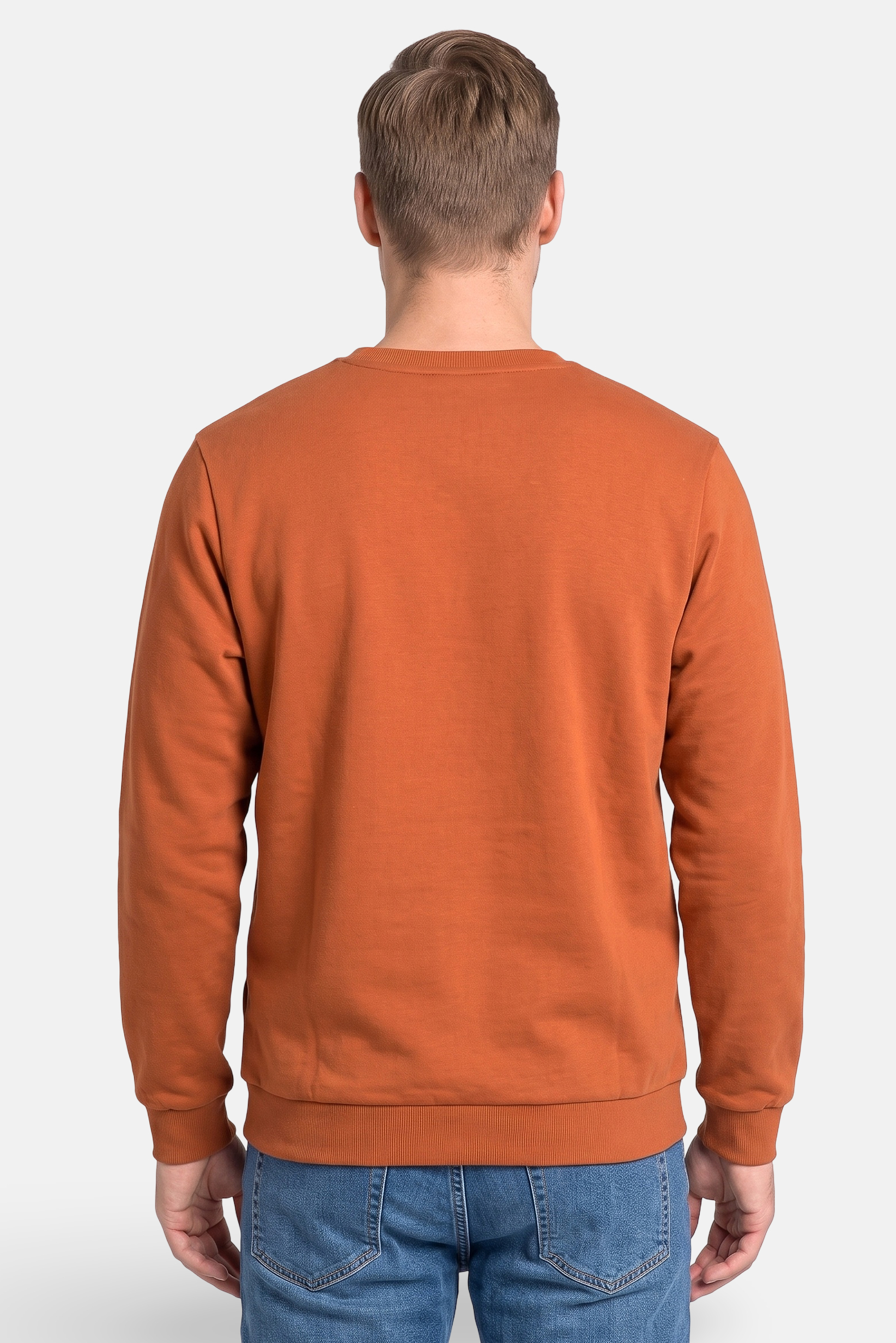 Men Brand Logo Long Sleeve Sweatshirt, Rust