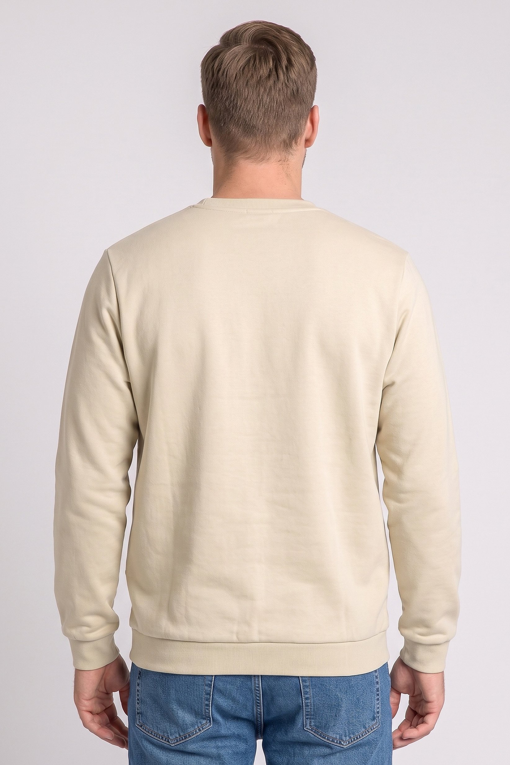 Men Brand Logo Long Sleeve Sweatshirt, Beige