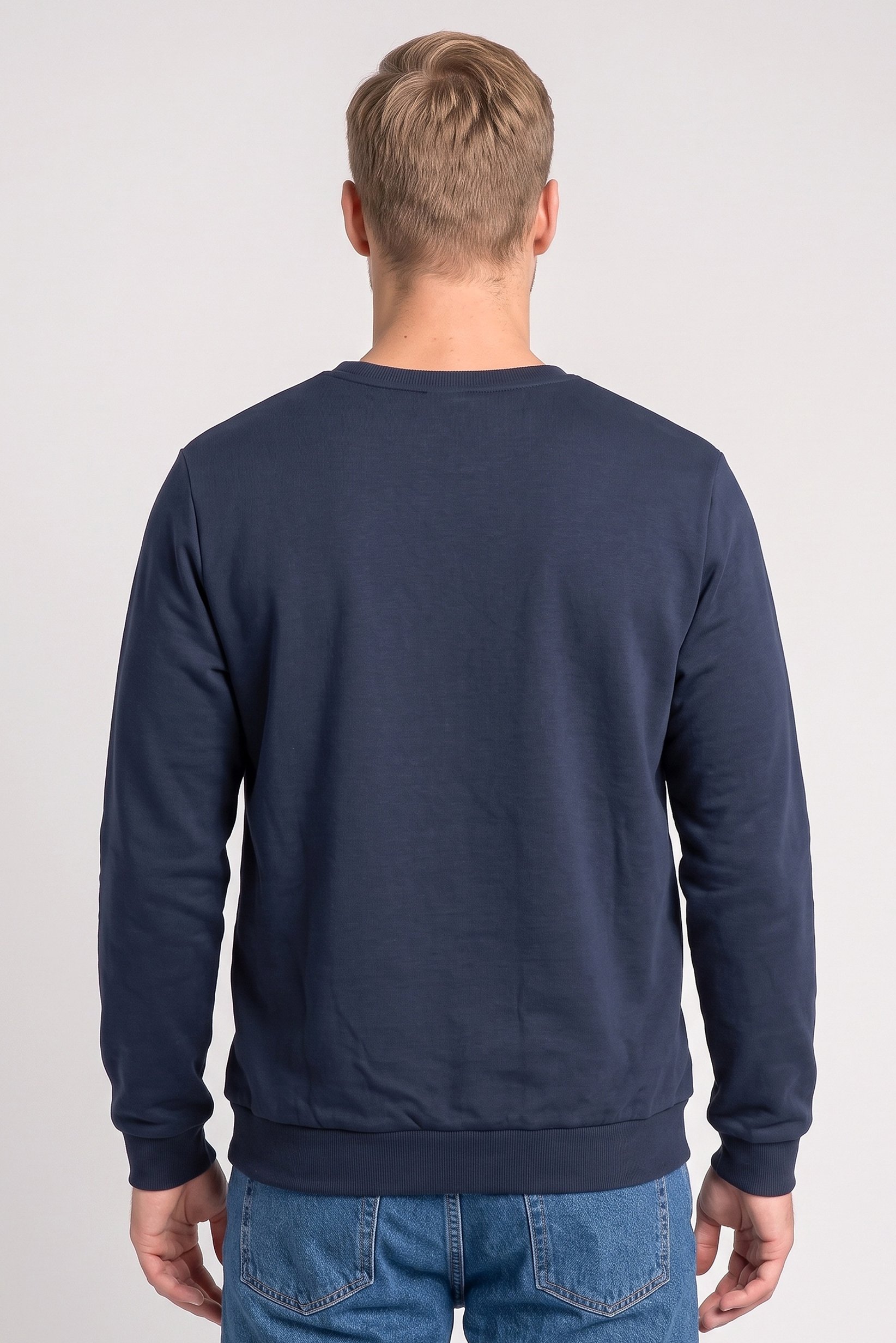 Men Brand Logo Long Sleeve Sweatshirt, Navy