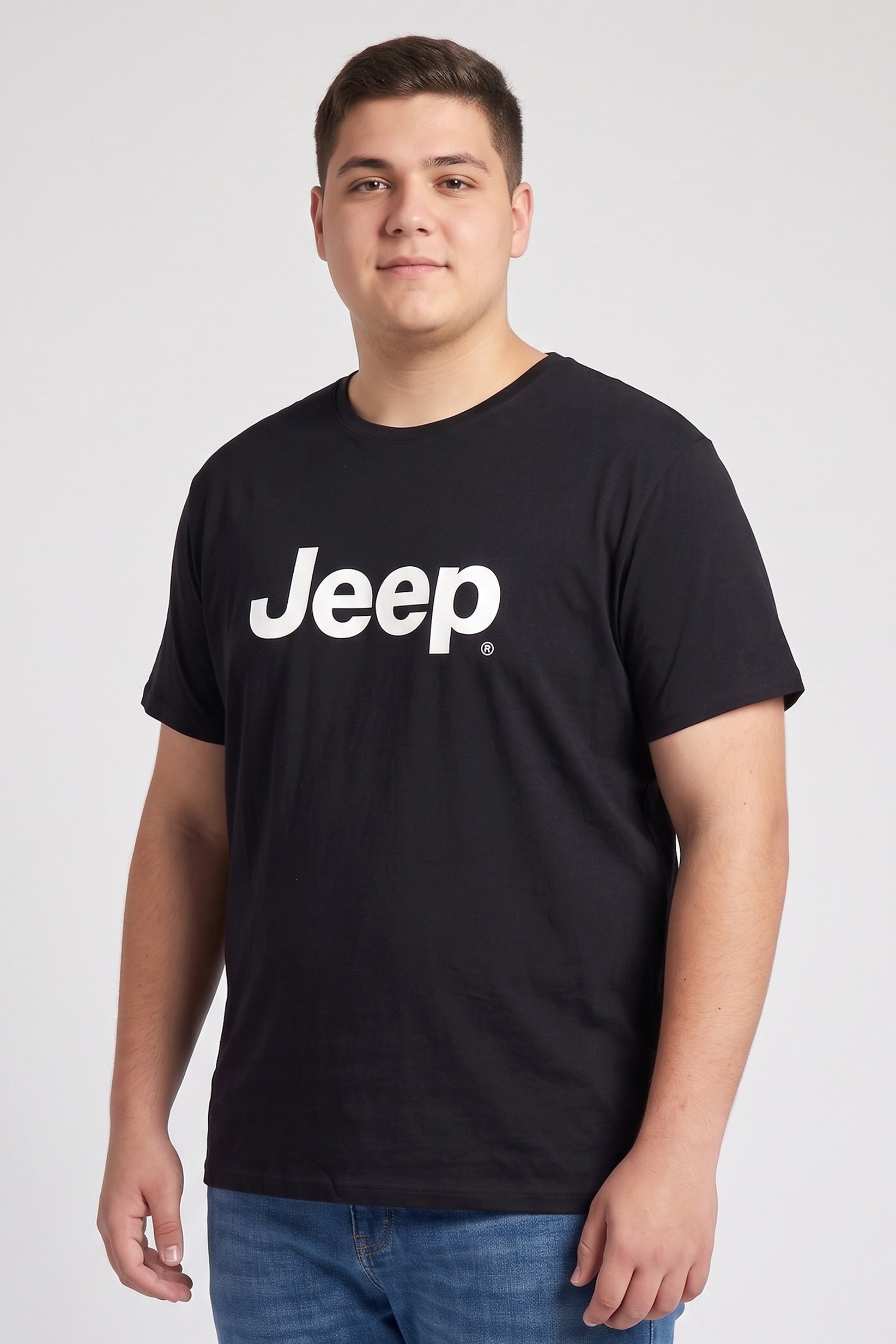 Men Crew Neck Short Sleeve Brand Logo T-Shirt, Black