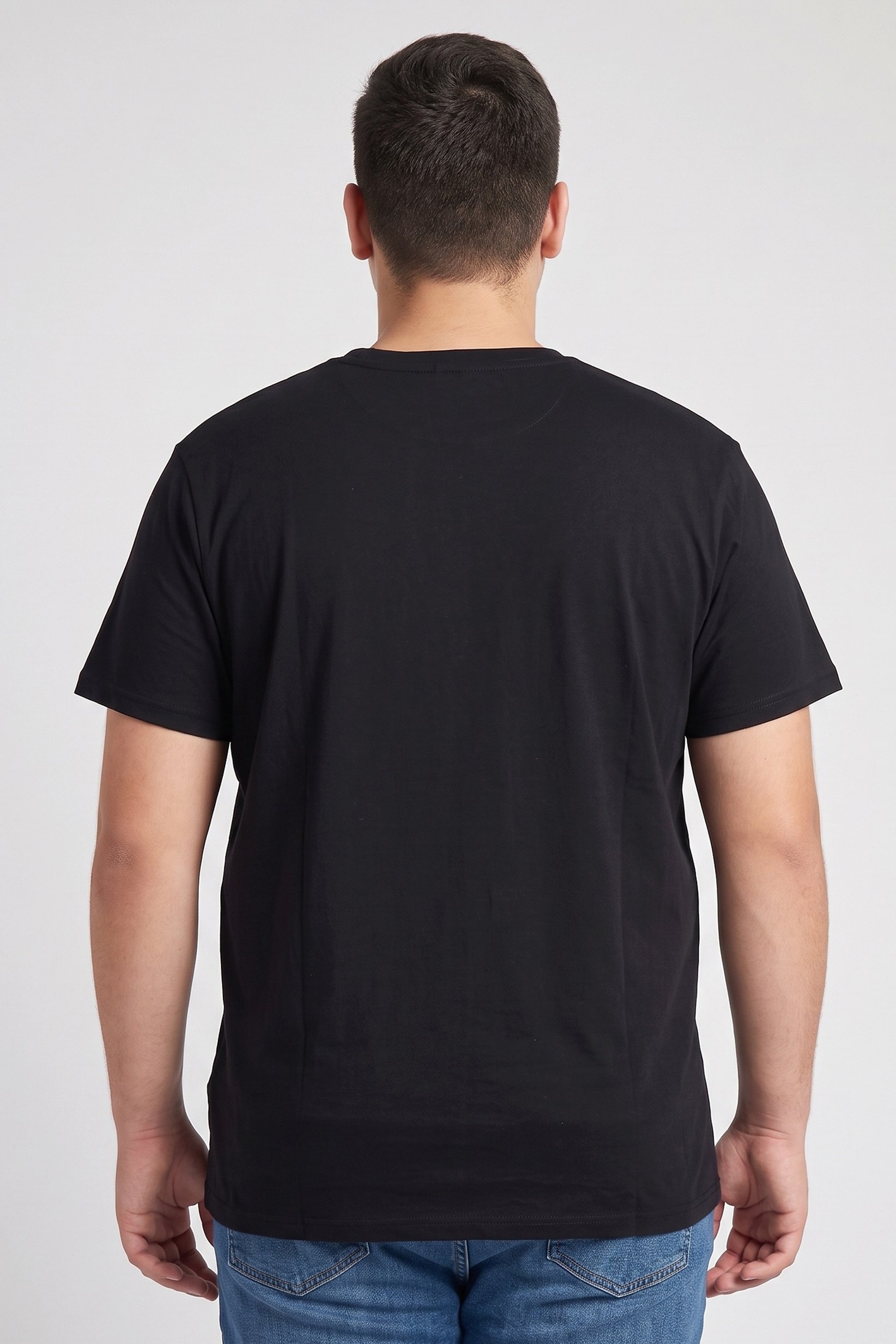 Men Crew Neck Short Sleeve Brand Logo T-Shirt, Black