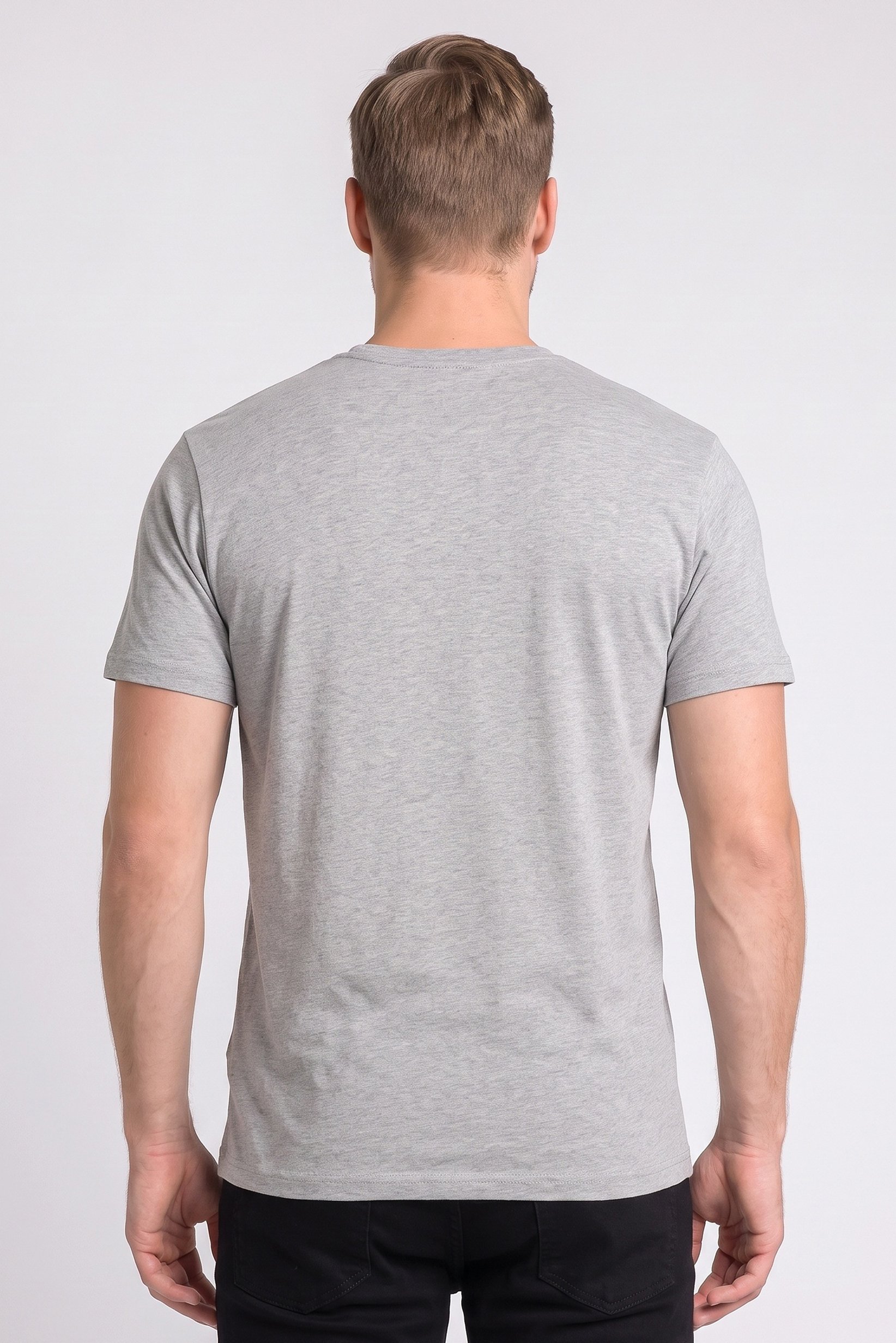 Men Crew Neck Short Sleeve Brand Logo T-Shirt, Light Grey