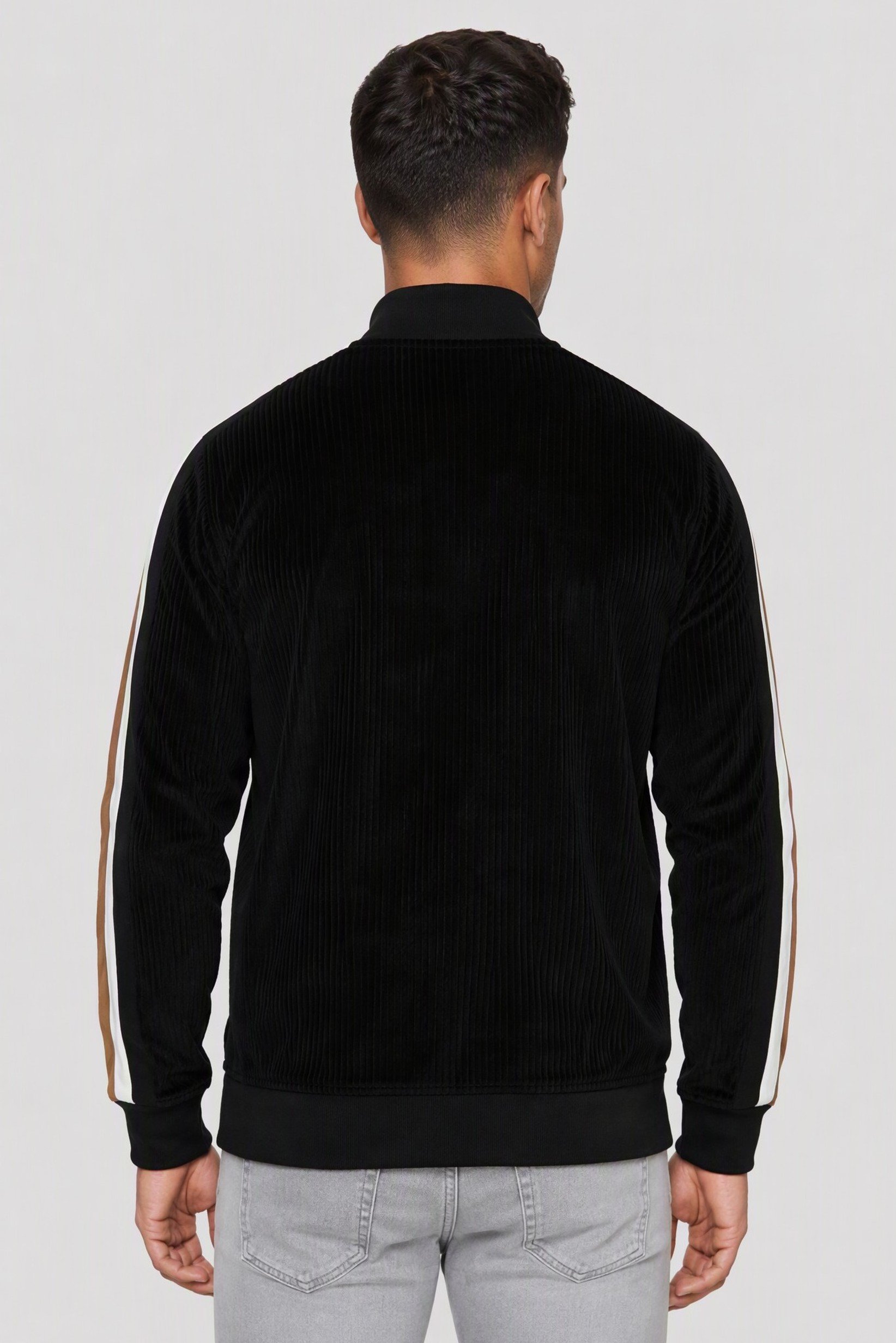 Men Mock Neck Long Sleeve Full Zip Sweatshirt, Black