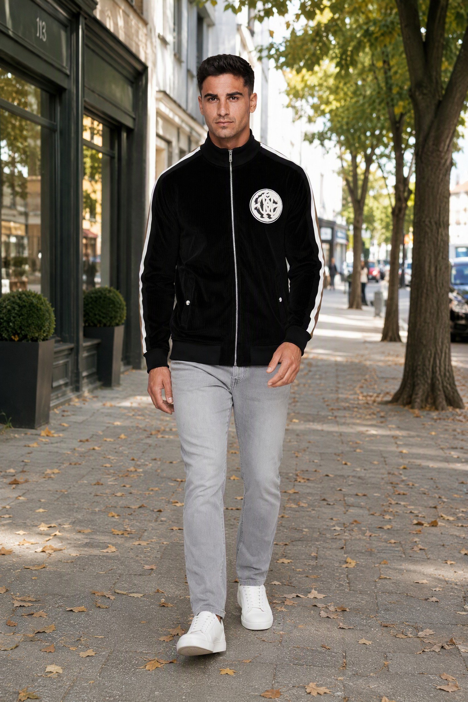 Men Mock Neck Long Sleeve Full Zip Sweatshirt, Black