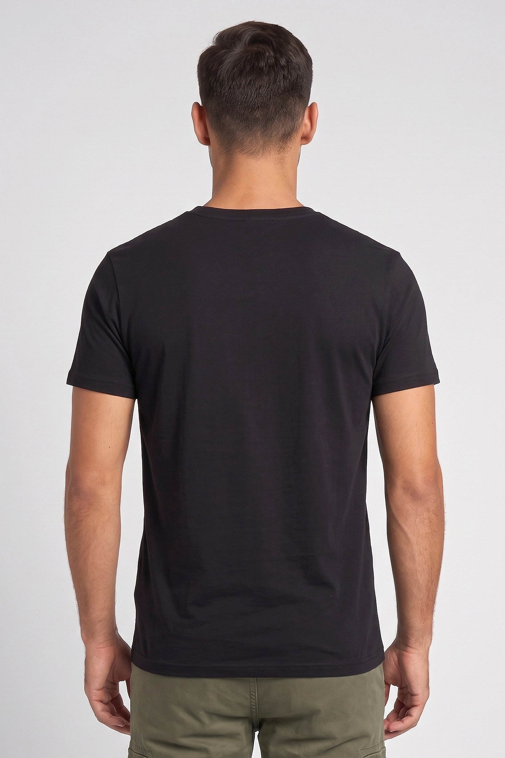 Men Crew Neck Short Sleeve Brand Logo T-Shirt, Black